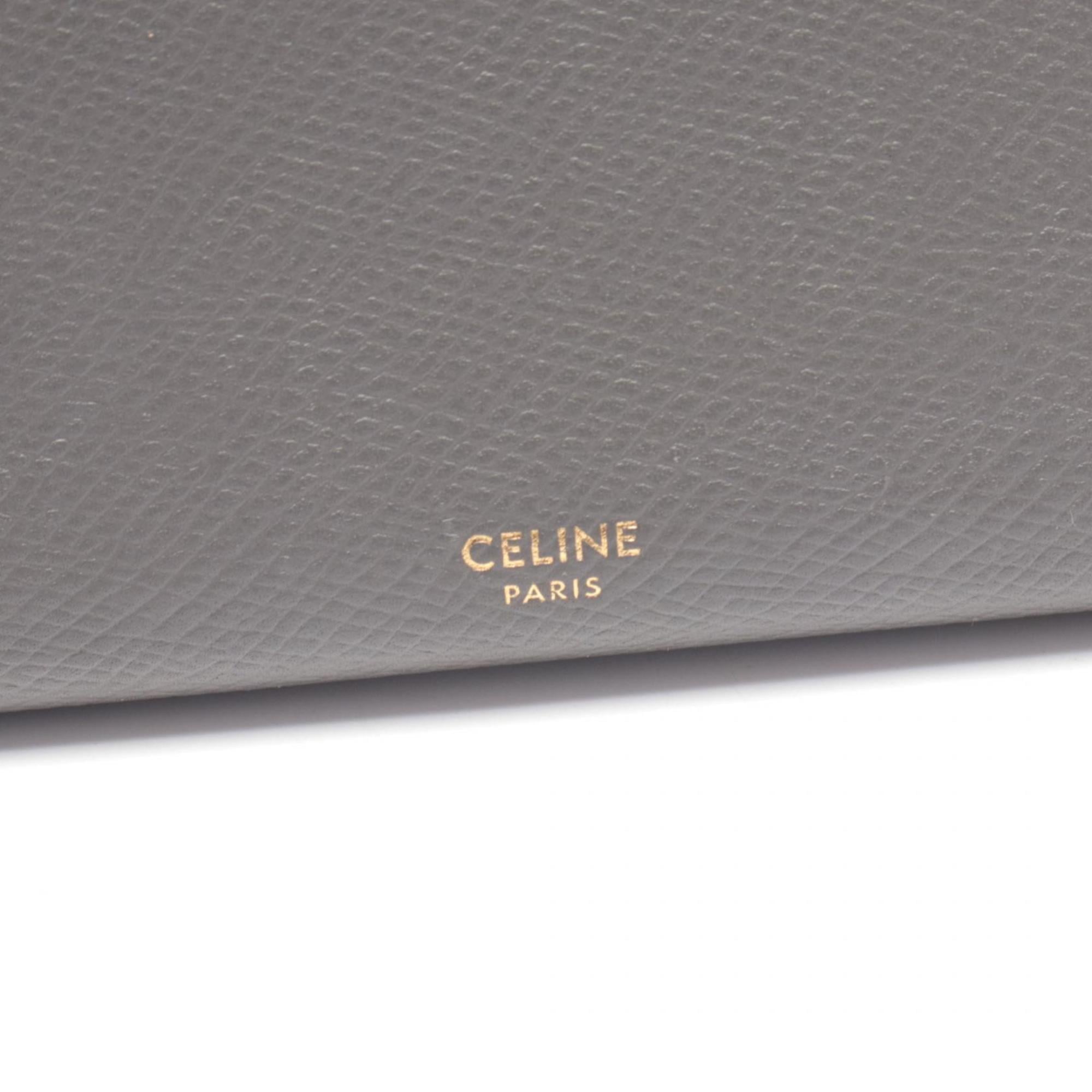 Celine Gray Leather Long Wallet (Bi-Fold) (Pre-Owned)