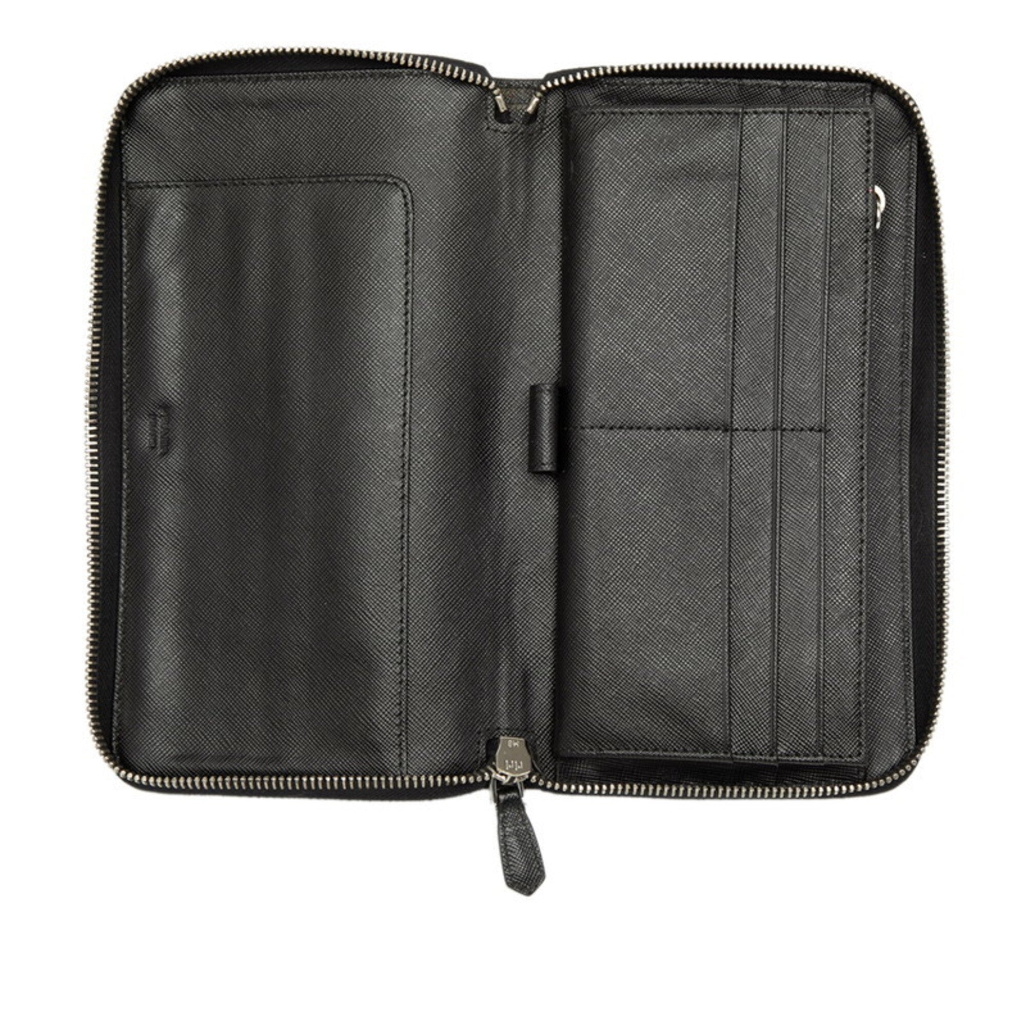 Prada Saffiano Black Leather Long Wallet (Bi-Fold) (Pre-Owned)
