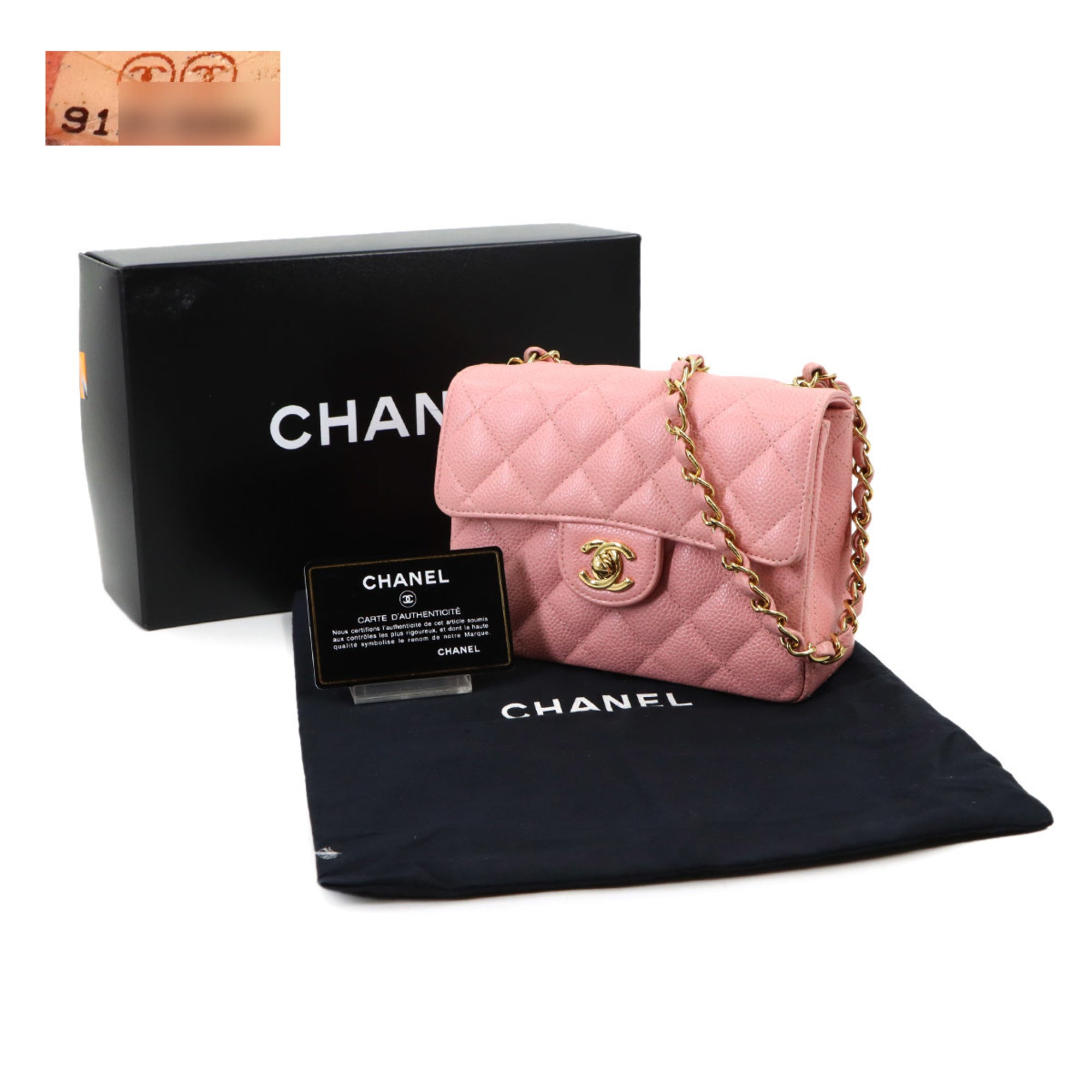 Chanel Pink Grained Calfskin Handbag Shoulder Bag (Pre-Owned)
