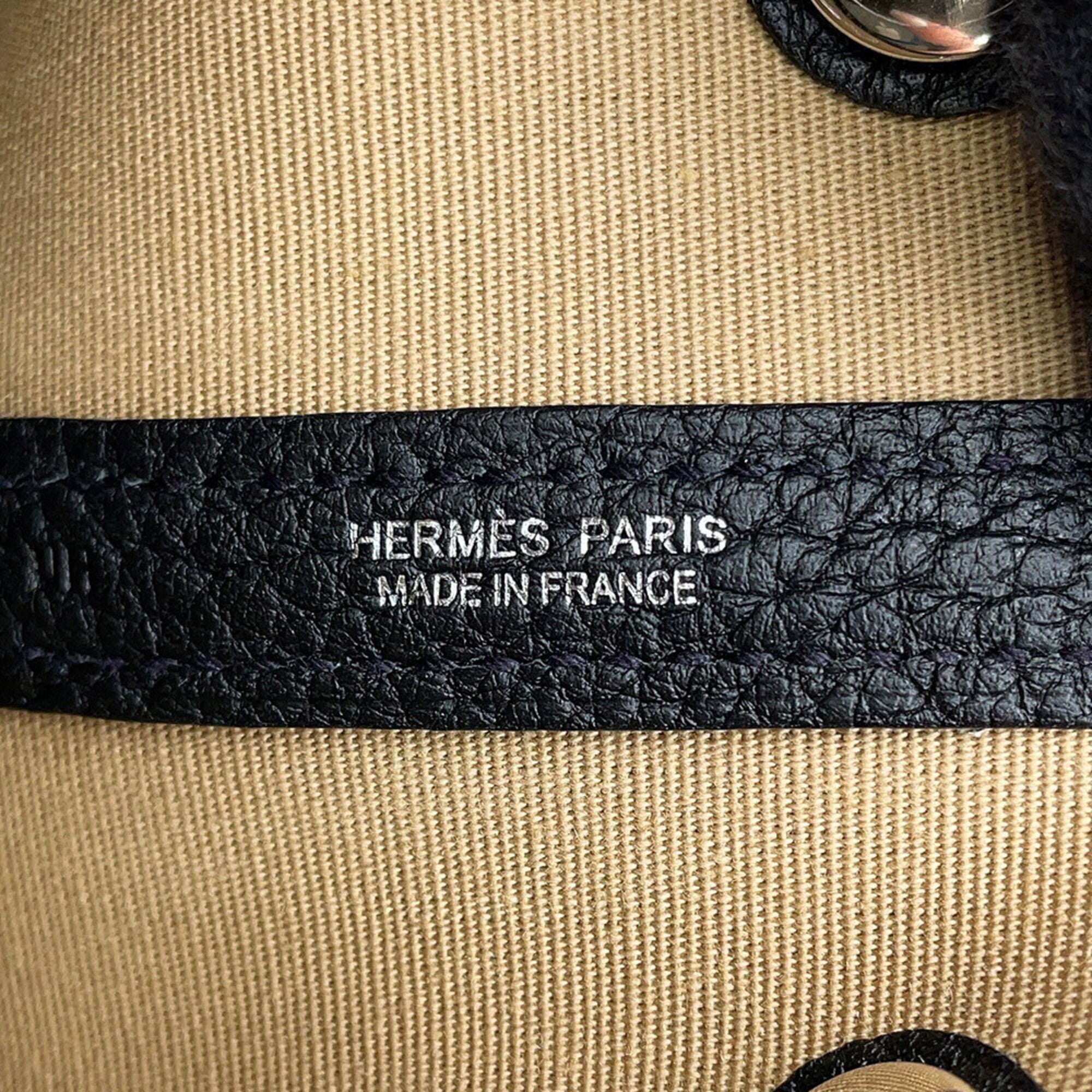 Hermes Beige Black Toile Officier Negonda Leather Tote Bag (Pre-Owned)