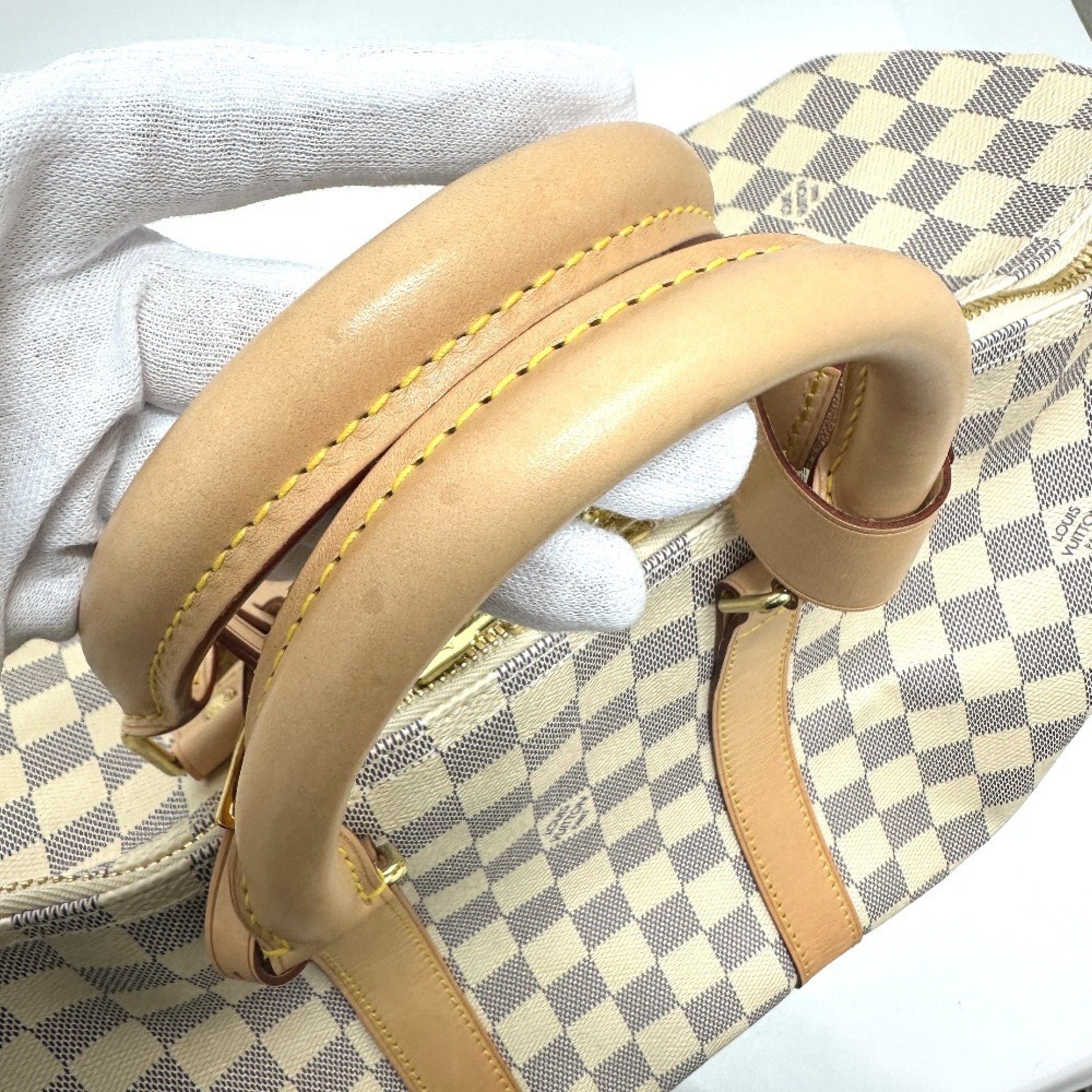 Louis Vuitton White Damier Azur Boston Bag (Pre-Owned)