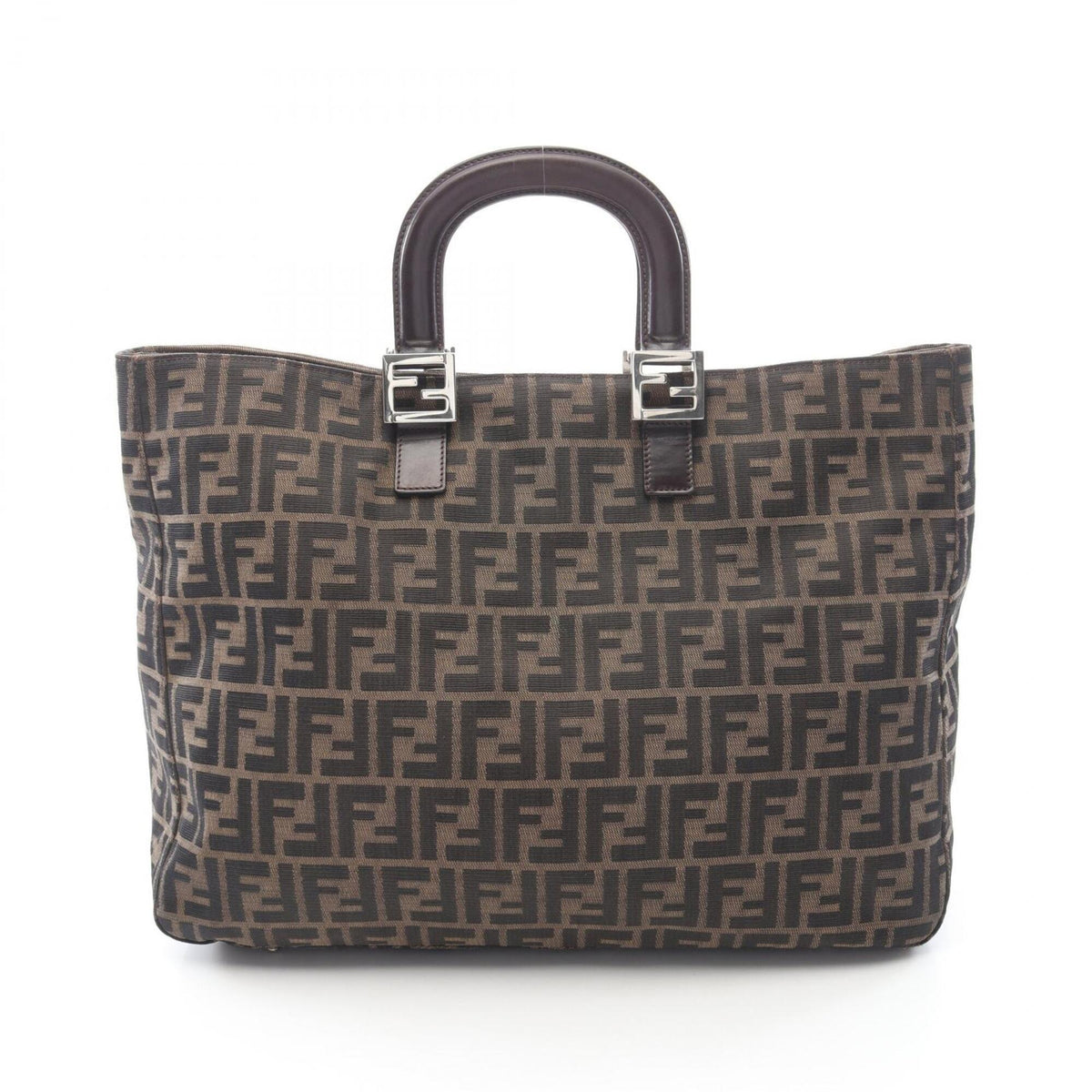 Fendi Brown Canvas Leather Handbag Tote Bag (Pre-Owned)