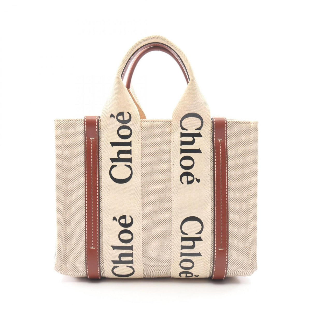 Chloé Beige Brown Canvas Leather Handbag (Pre-Owned)