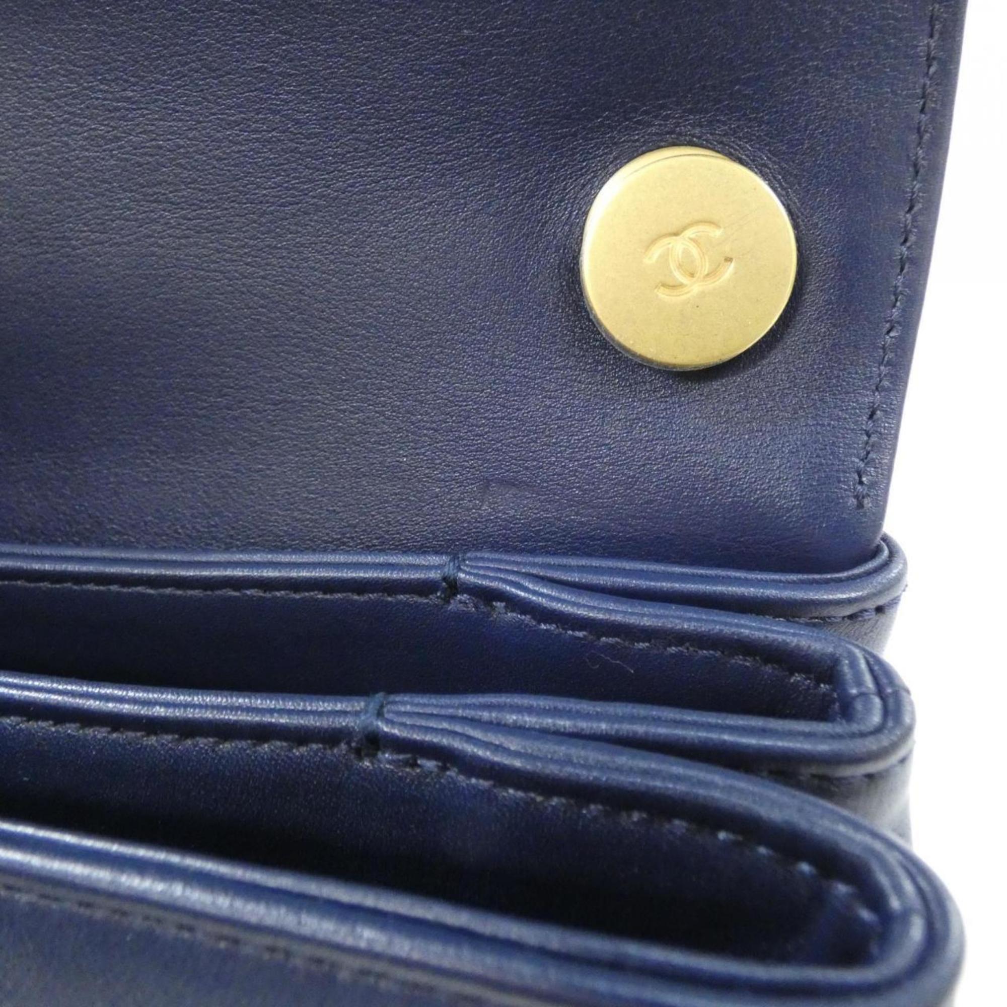 Chanel Navy Leather Shoulder Bag (Pre-Owned)