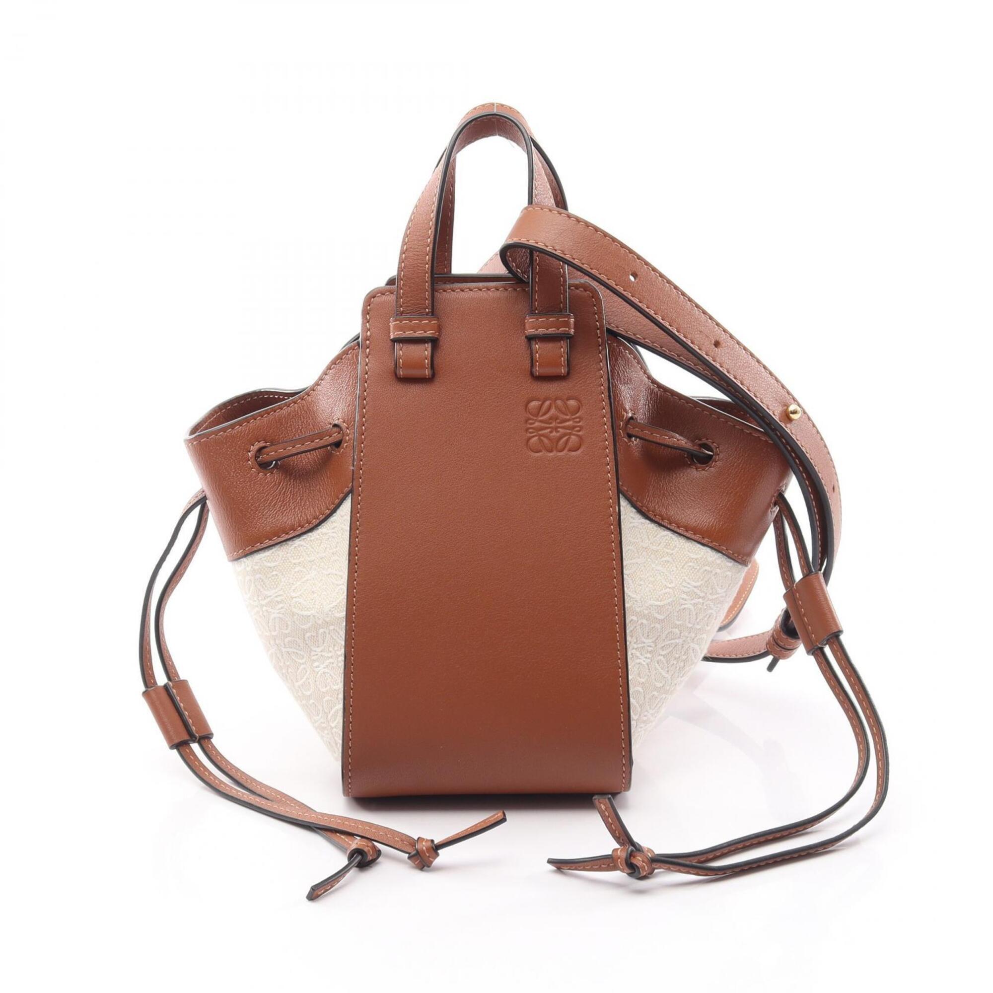 Loewe Brown Ivory Canvas Leather Handbag (Pre-Owned)