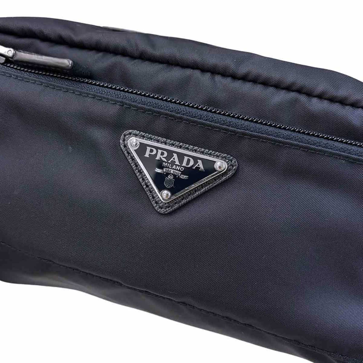 Prada Navy Nylon Leather Handbag Pouch (Pre-Owned)