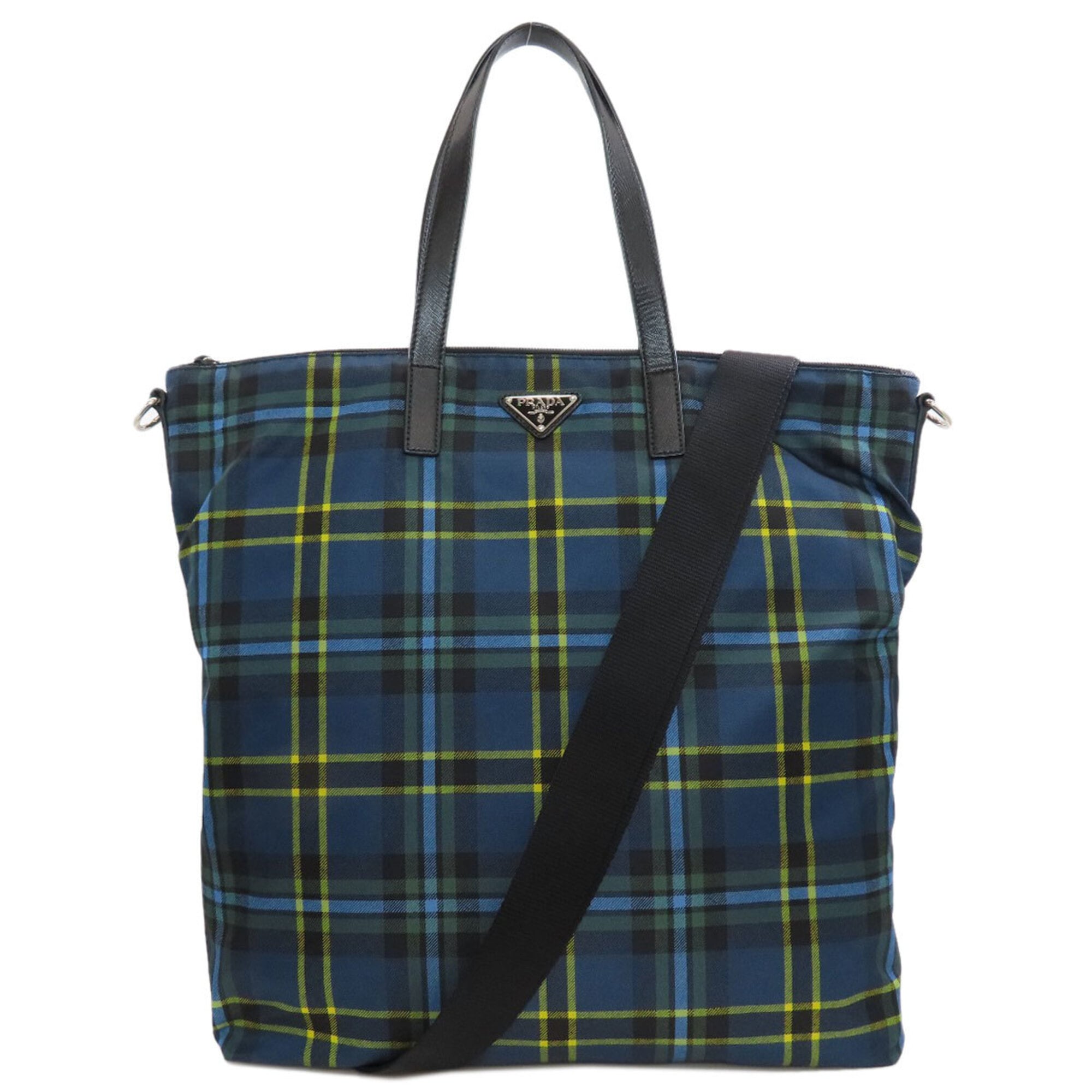 Prada Blue Yellow Nylon Tote Bag (Pre-Owned)