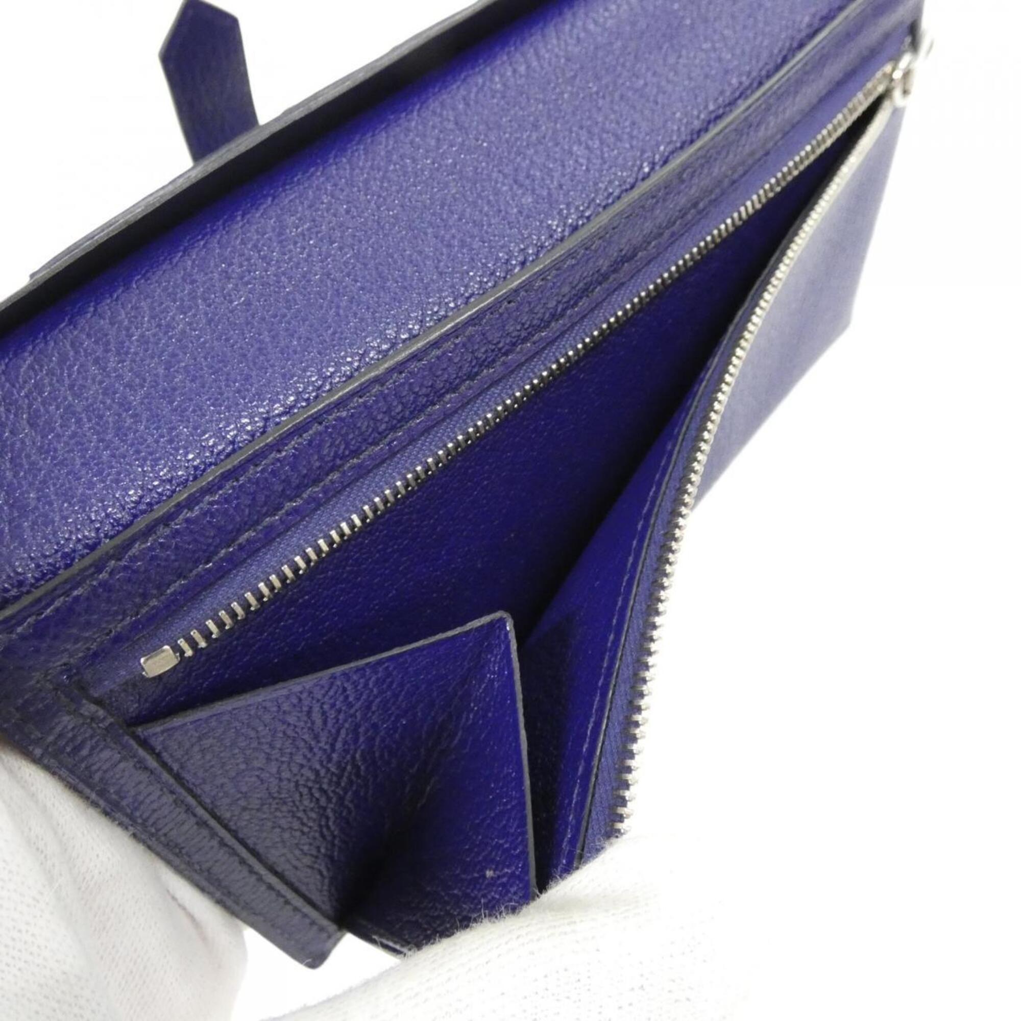 Hermes Bearn Blue Chevre Leather Wallet (Bi-Fold) (Pre-Owned)