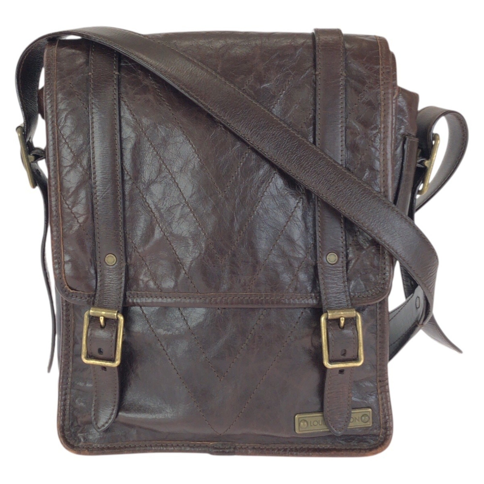 Louis Vuitton Brown Leather Messenger Bag Shoulder Bag (Pre-Owned)