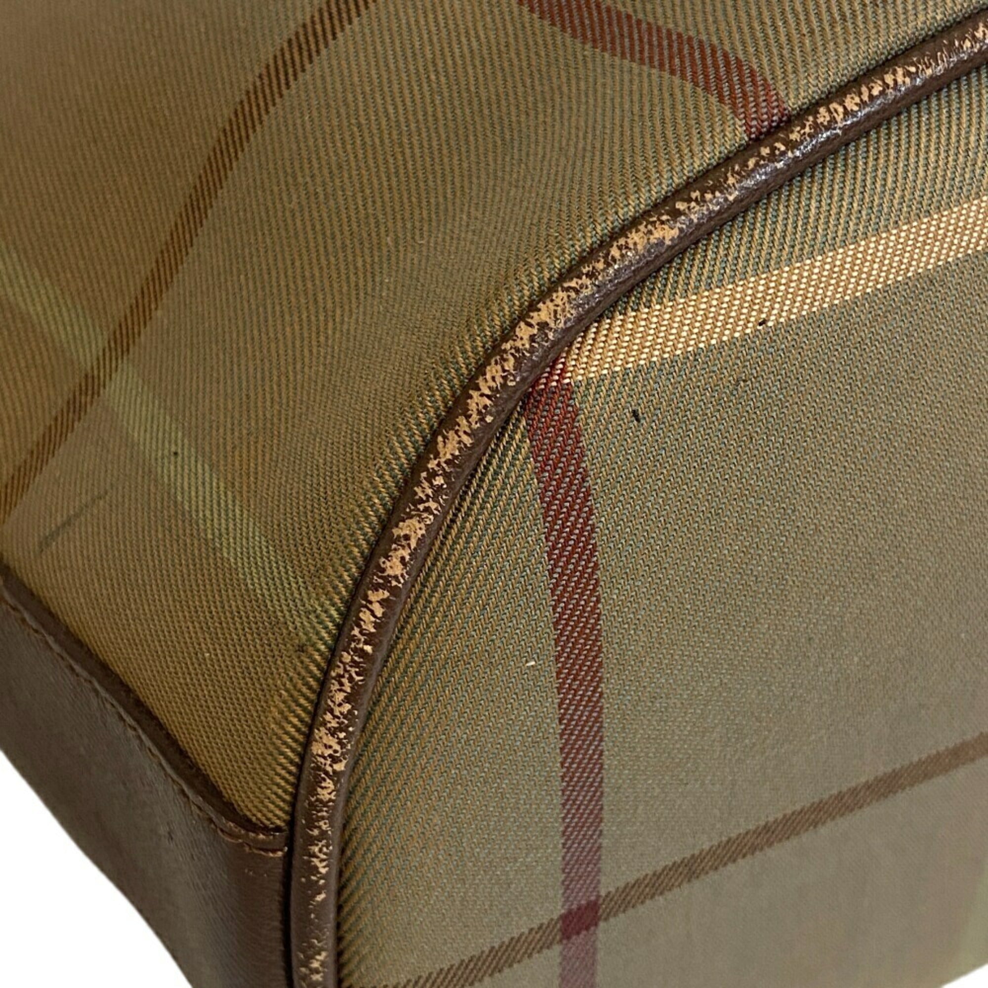 Burberry Burberrys Brown Green Khaki Canvas Shoulder Bag (Pre-Owned)