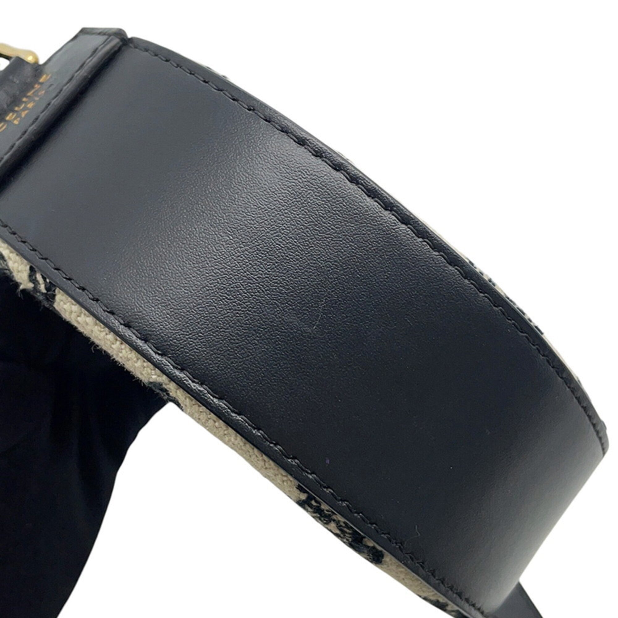 Celine Black Ivory Canvas Leather Shoulder Bag (Pre-Owned)