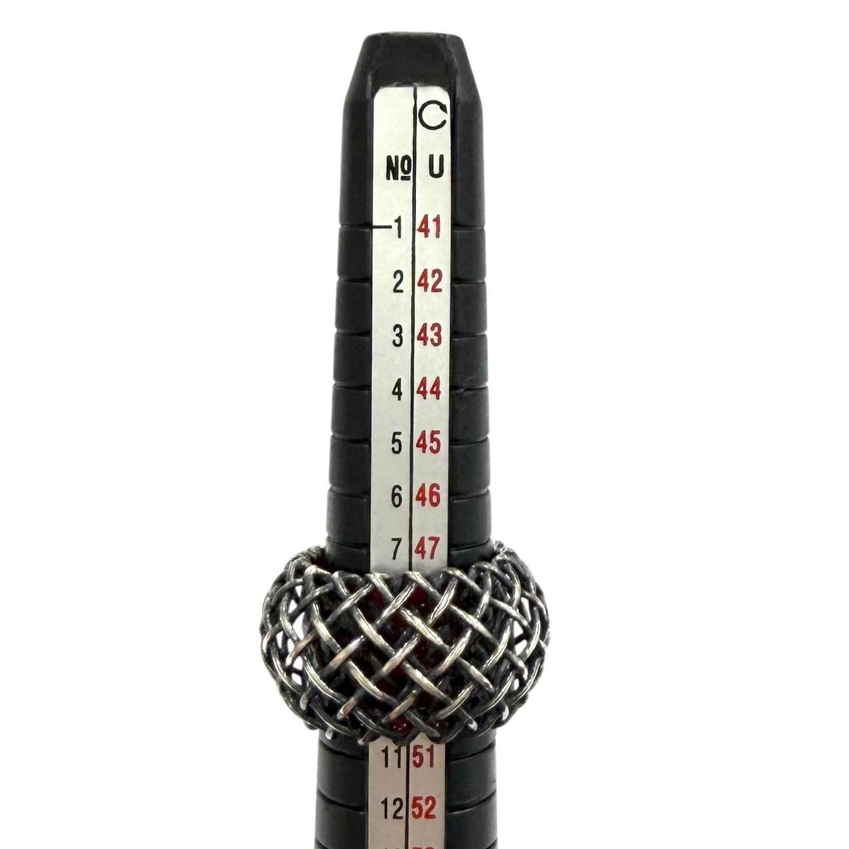 Bottega Veneta Silver Red Color Silver 925 Band Ring (Pre-Owned)