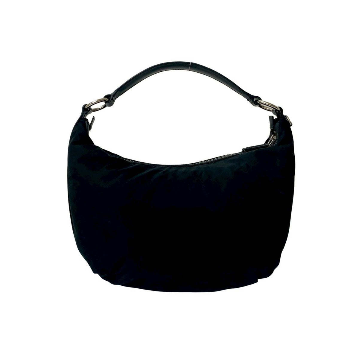 Prada Black Nylon Leather Handbag Shoulder Bag Tote Bag (Pre-Owned)