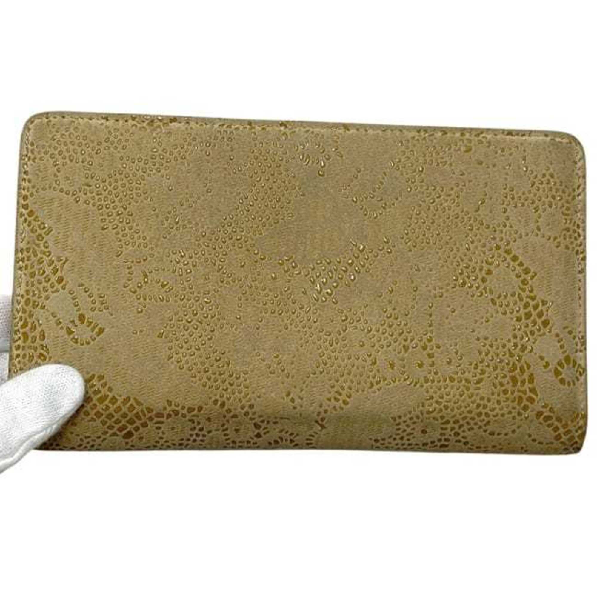 Chanel Beige Leather Long Wallet (Bi-Fold) (Pre-Owned)
