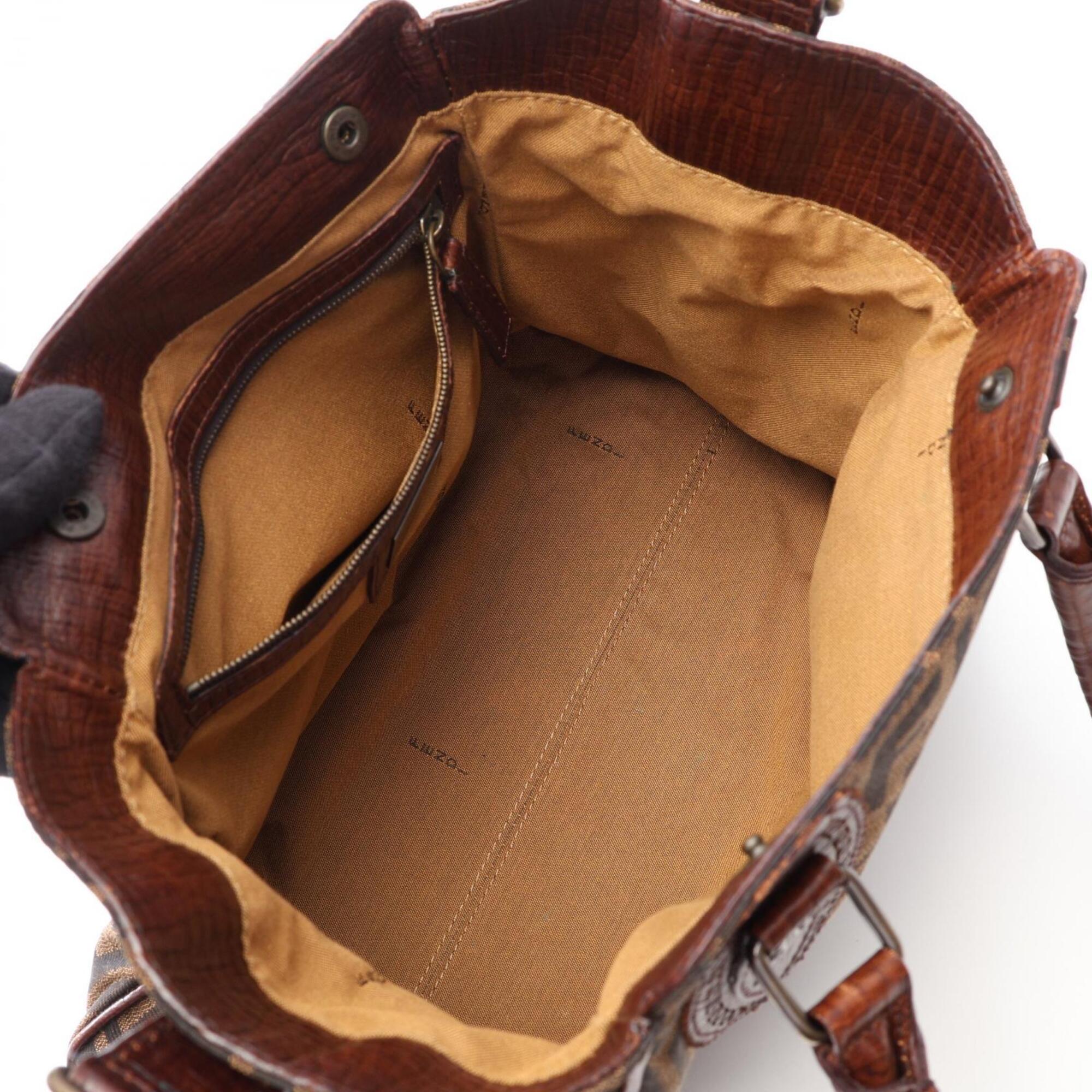 Fendi Brown Canvas Leather Handbag (Pre-Owned)