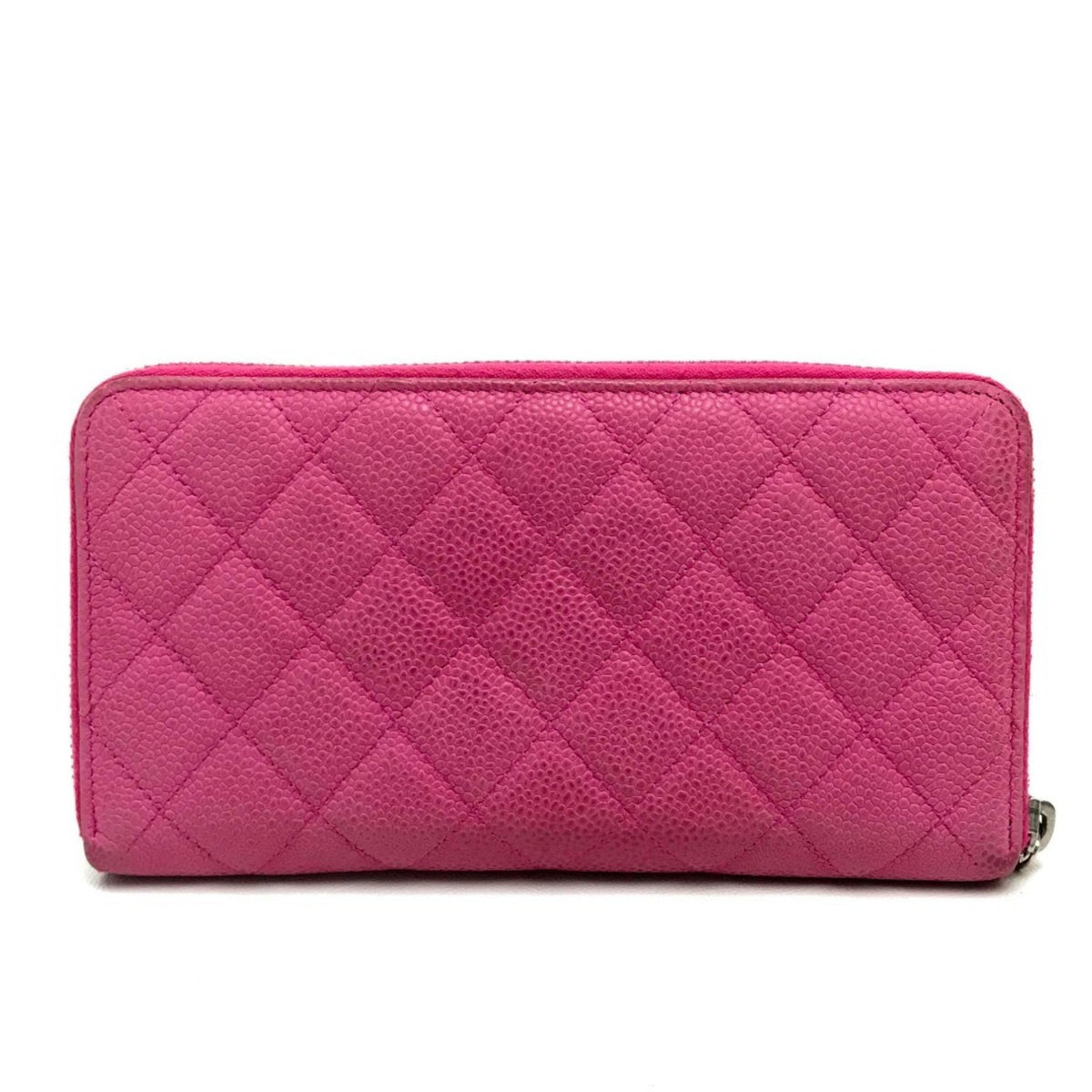 Chanel Pink Grained Calfskin Long Bill Wallet (Bi-Fold) (Pre-Owned)