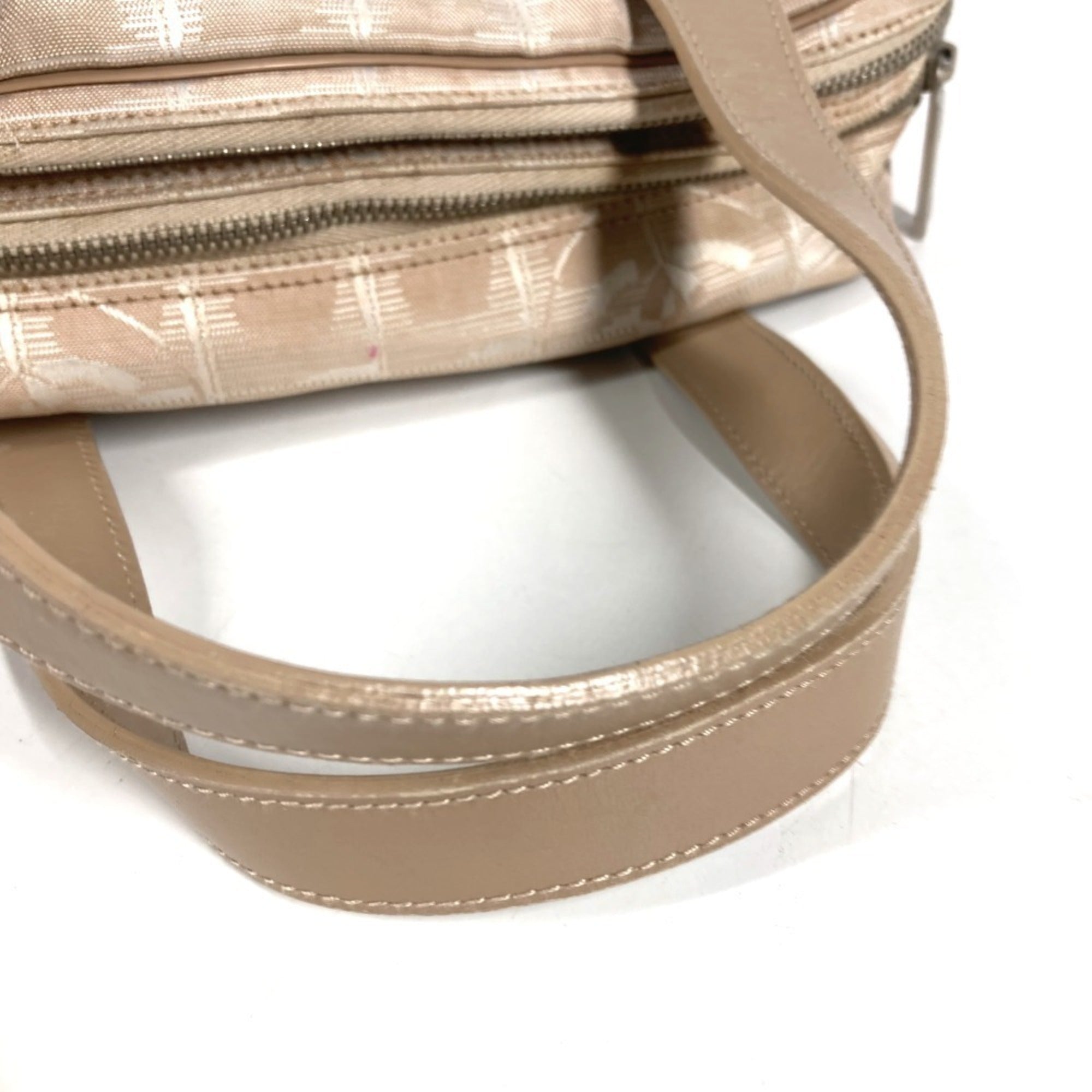 Chanel Beige Nylon Leather Handbag Tote Bag (Pre-Owned)