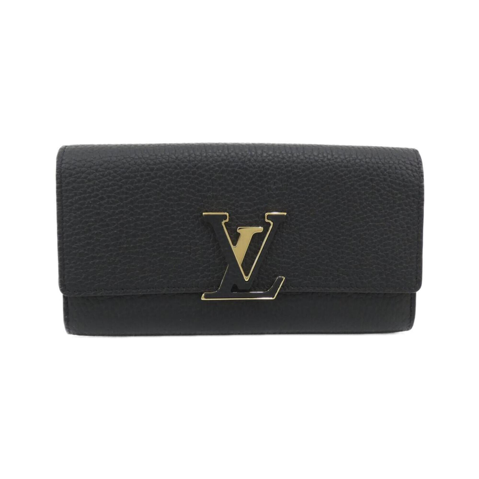 Louis Vuitton Black Leather Long Wallet (Bi-Fold) (Pre-Owned)