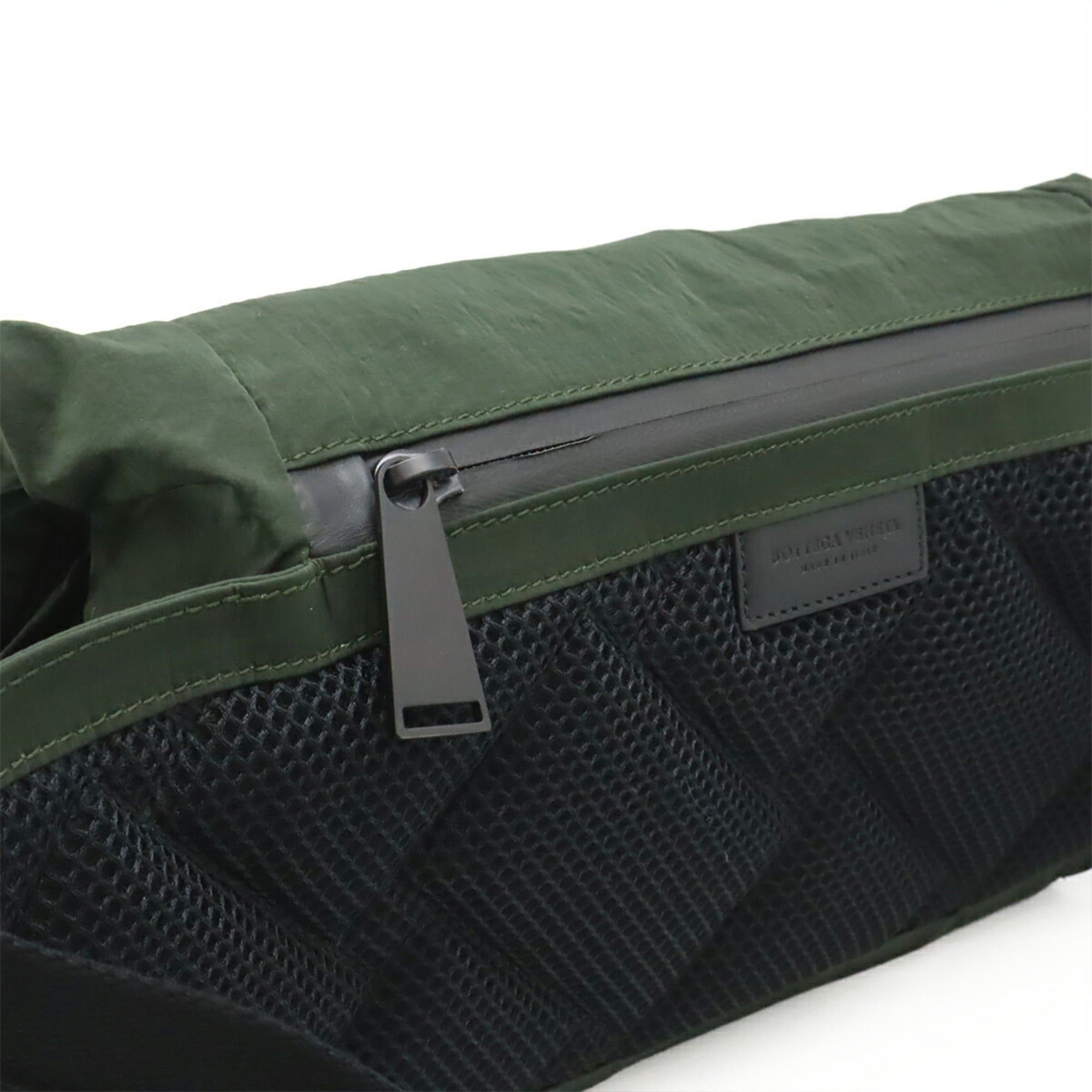 Bottega Veneta Black Green Khaki Nylon Sling Bag (Pre-Owned)