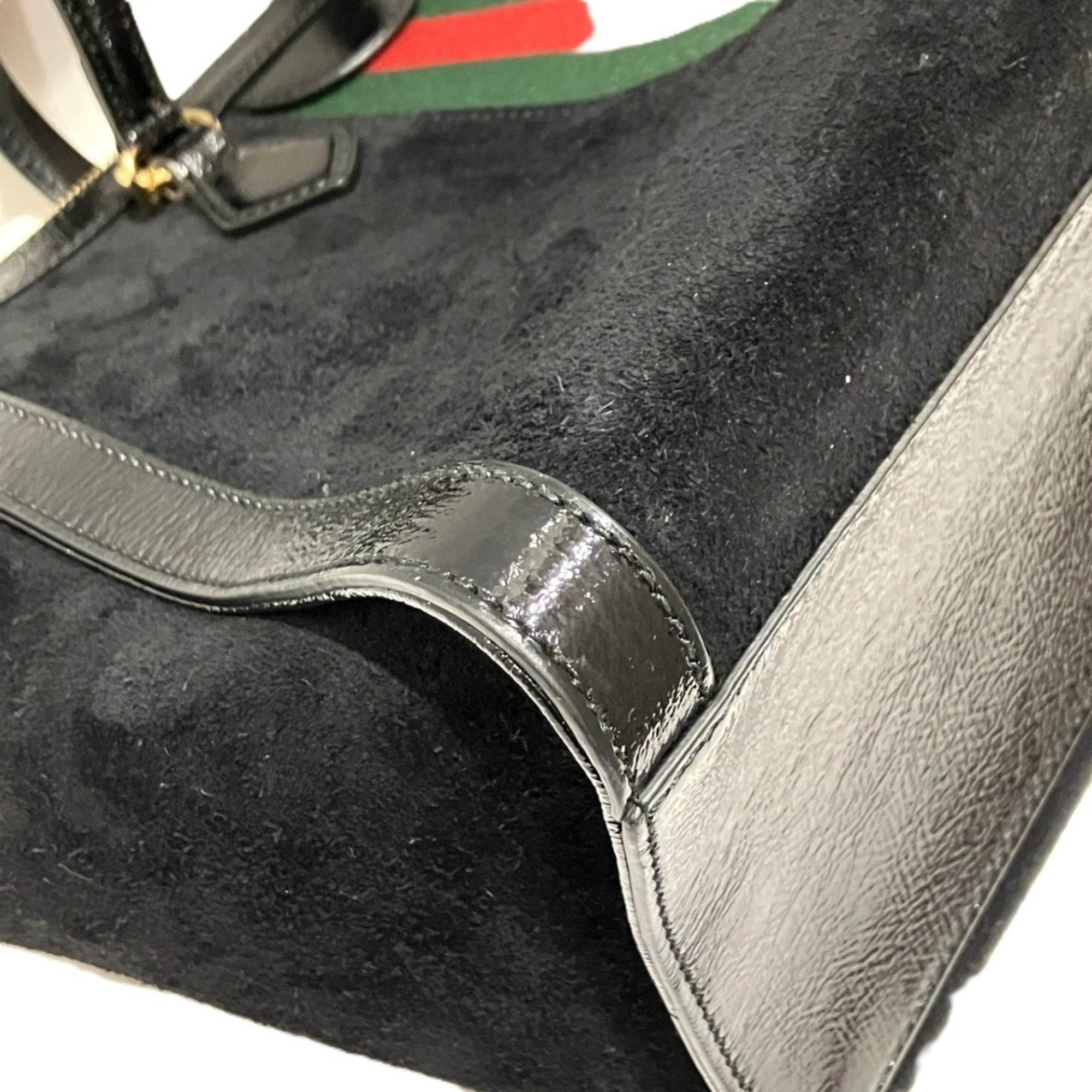 Gucci Sherry Line Black Suede Leather Handbag (Pre-Owned)