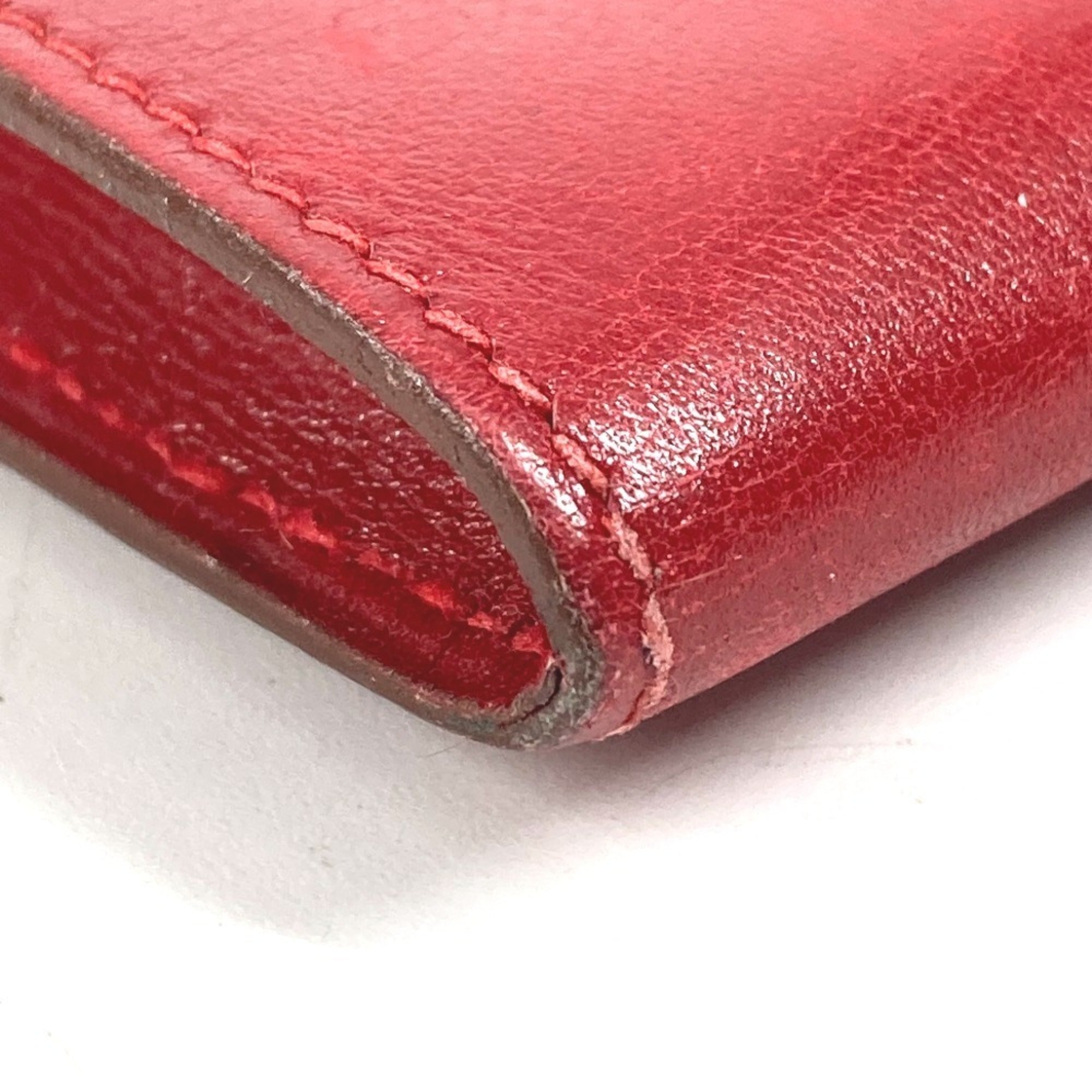 Hermes Red Color Leather Clutch Bag Pochette Pouch (Pre-Owned)