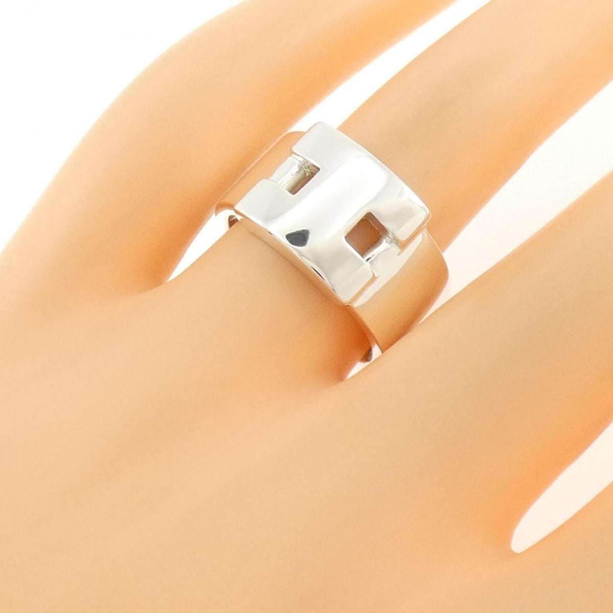 Hermes Silver 925 Band Ring (Pre-Owned)