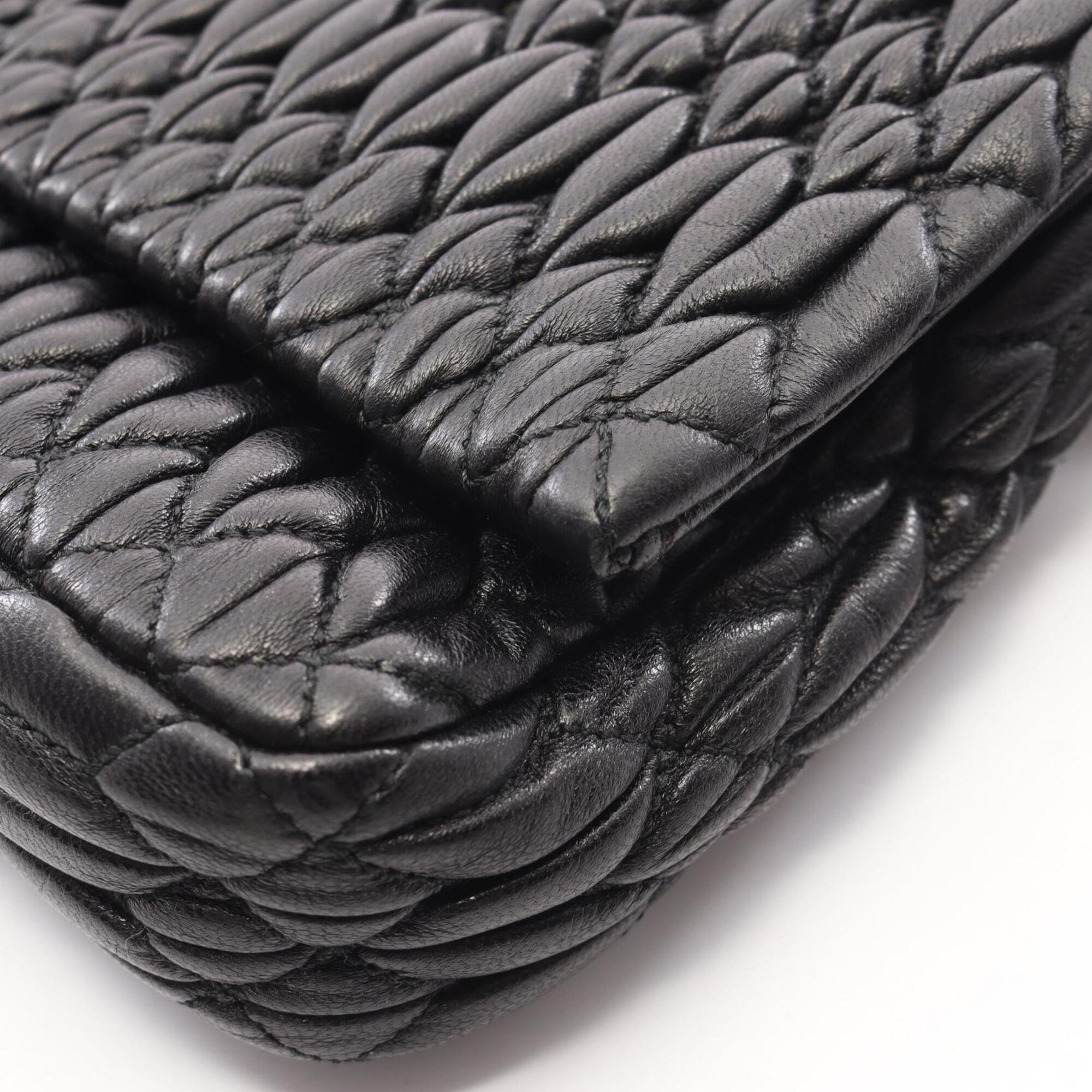 Miu Miu Matelasse Black Leather Handbag Shoulder Bag (Pre-Owned)