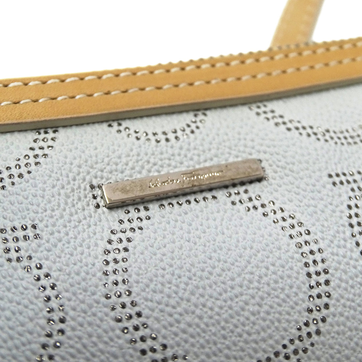 Salvatore Ferragamo Light Blue Leather Handbag Pouch (Pre-Owned)