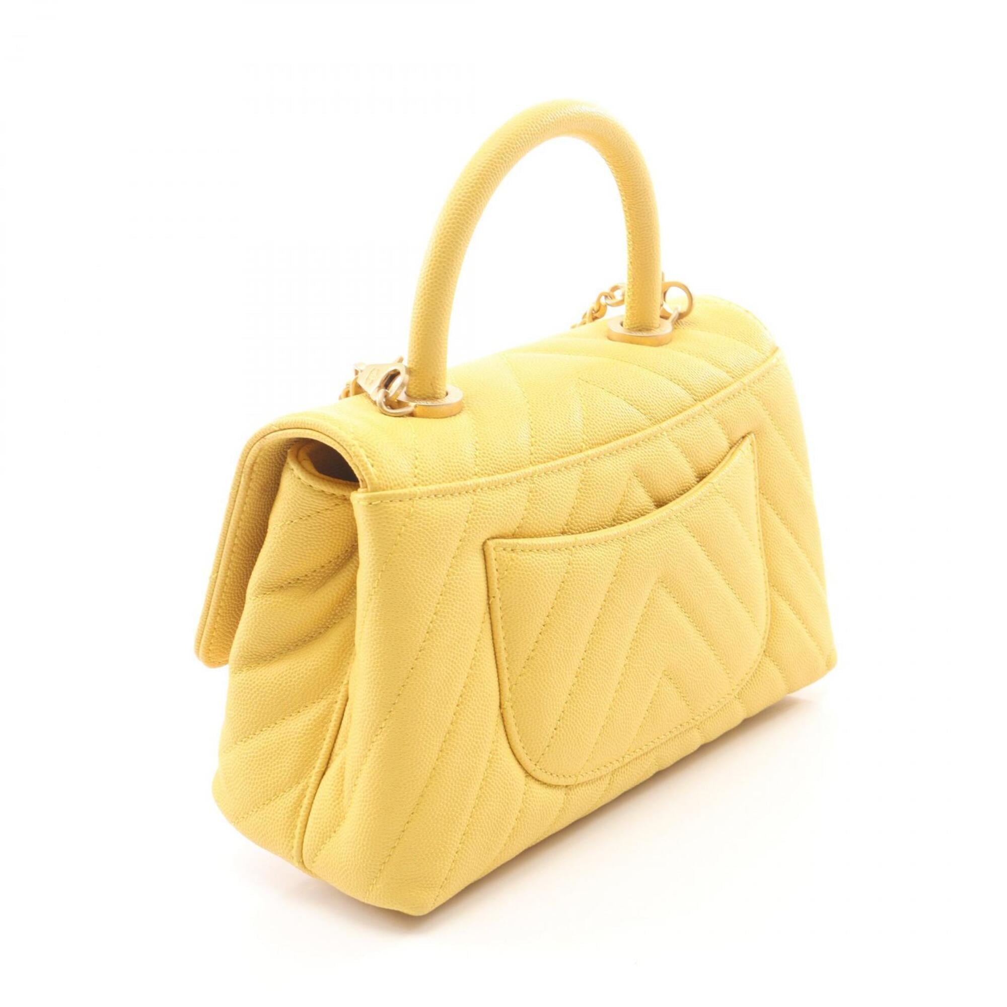Chanel Yellow Grained Calfskin Handbag (Pre-Owned)