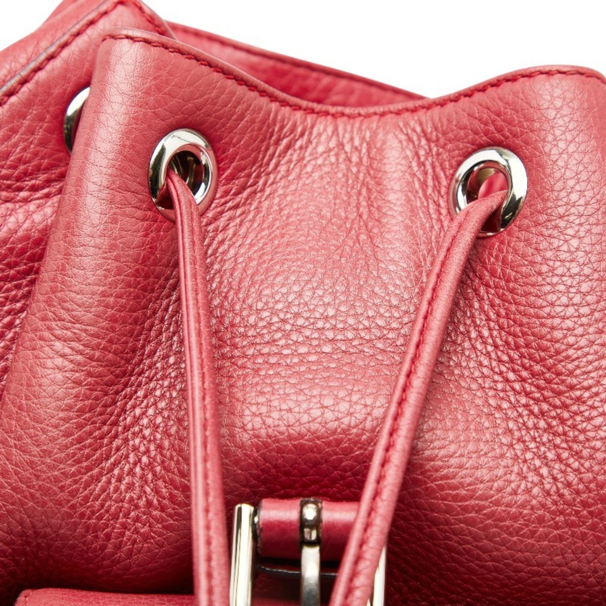 Gucci Red Color Leather Backpack (Pre-Owned)