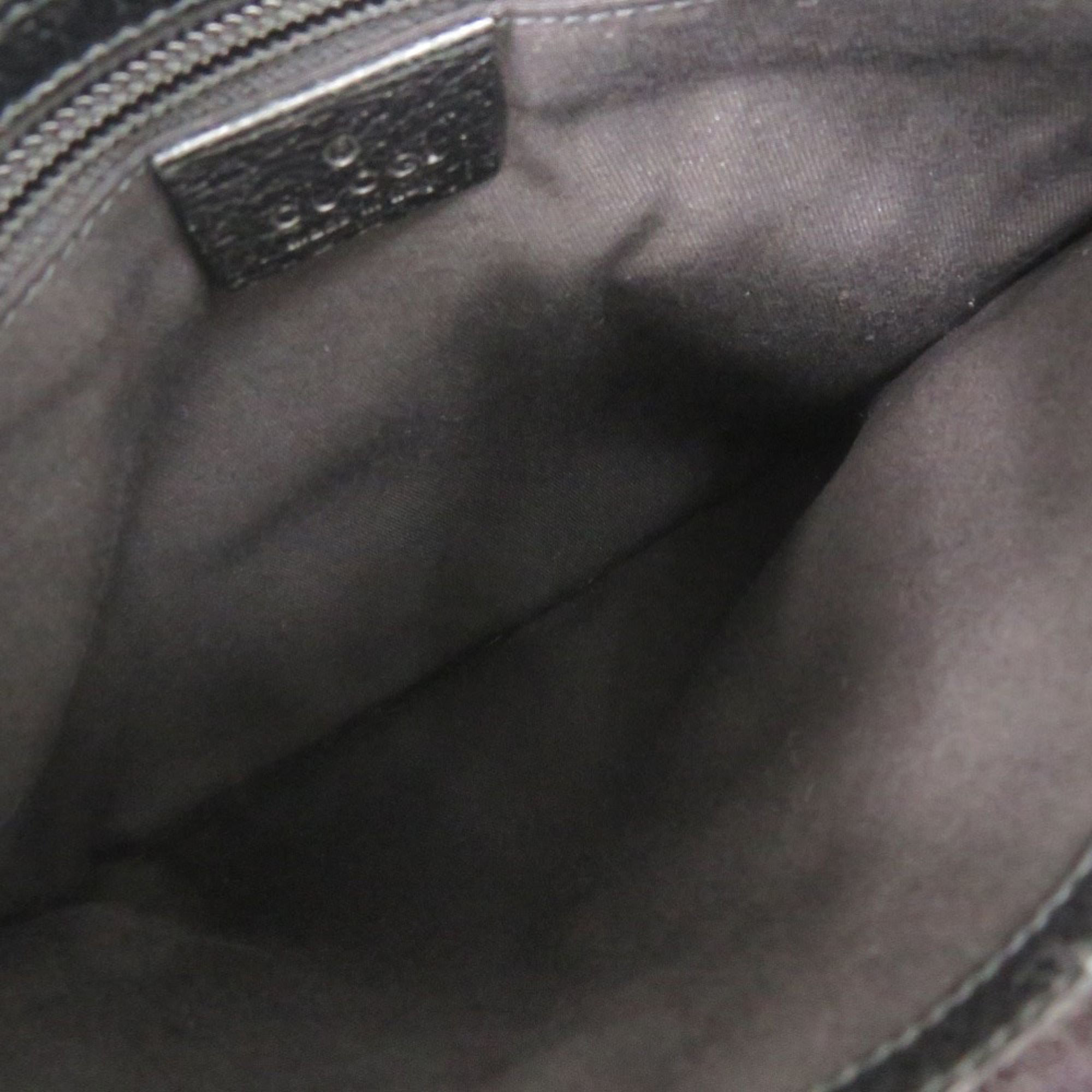 Gucci Black Gg Canvas Leather Shoulder Bag (Pre-Owned)