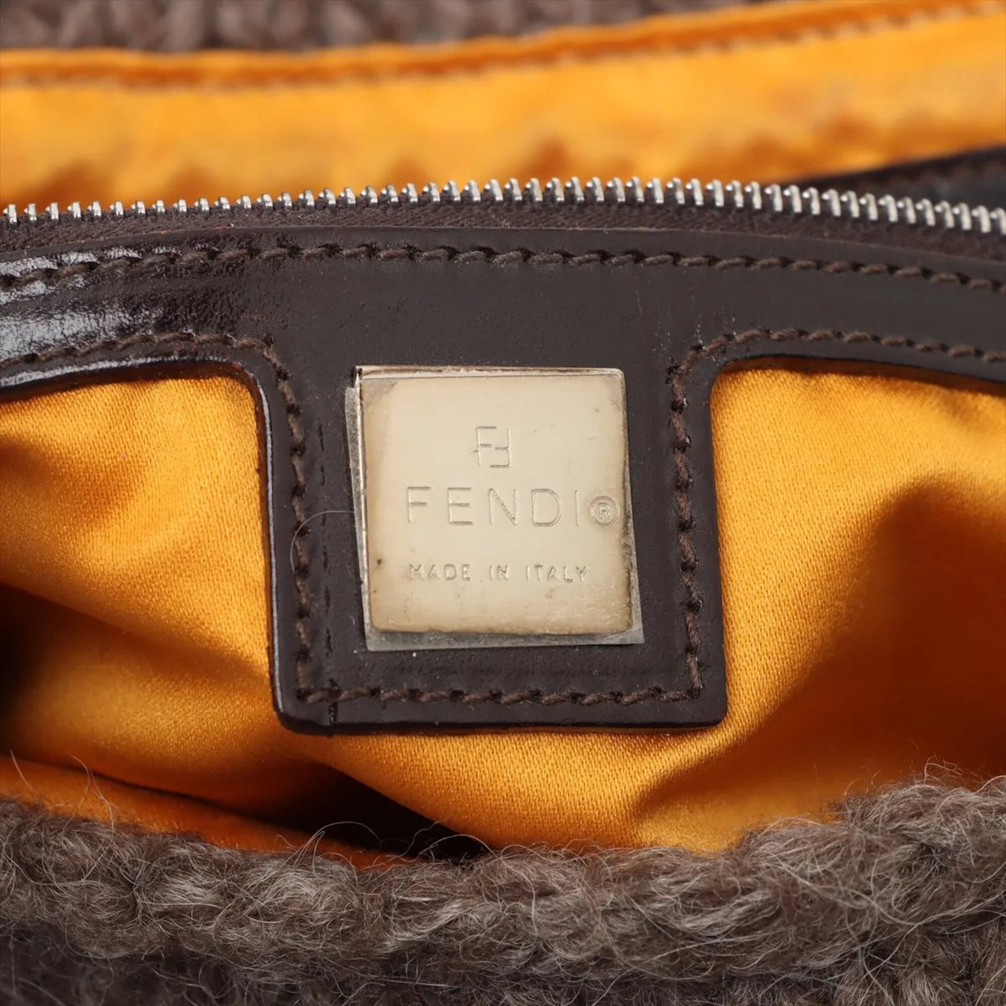 Fendi Brown Leather Handbag Shoulder Bag Tote Bag (Pre-Owned)