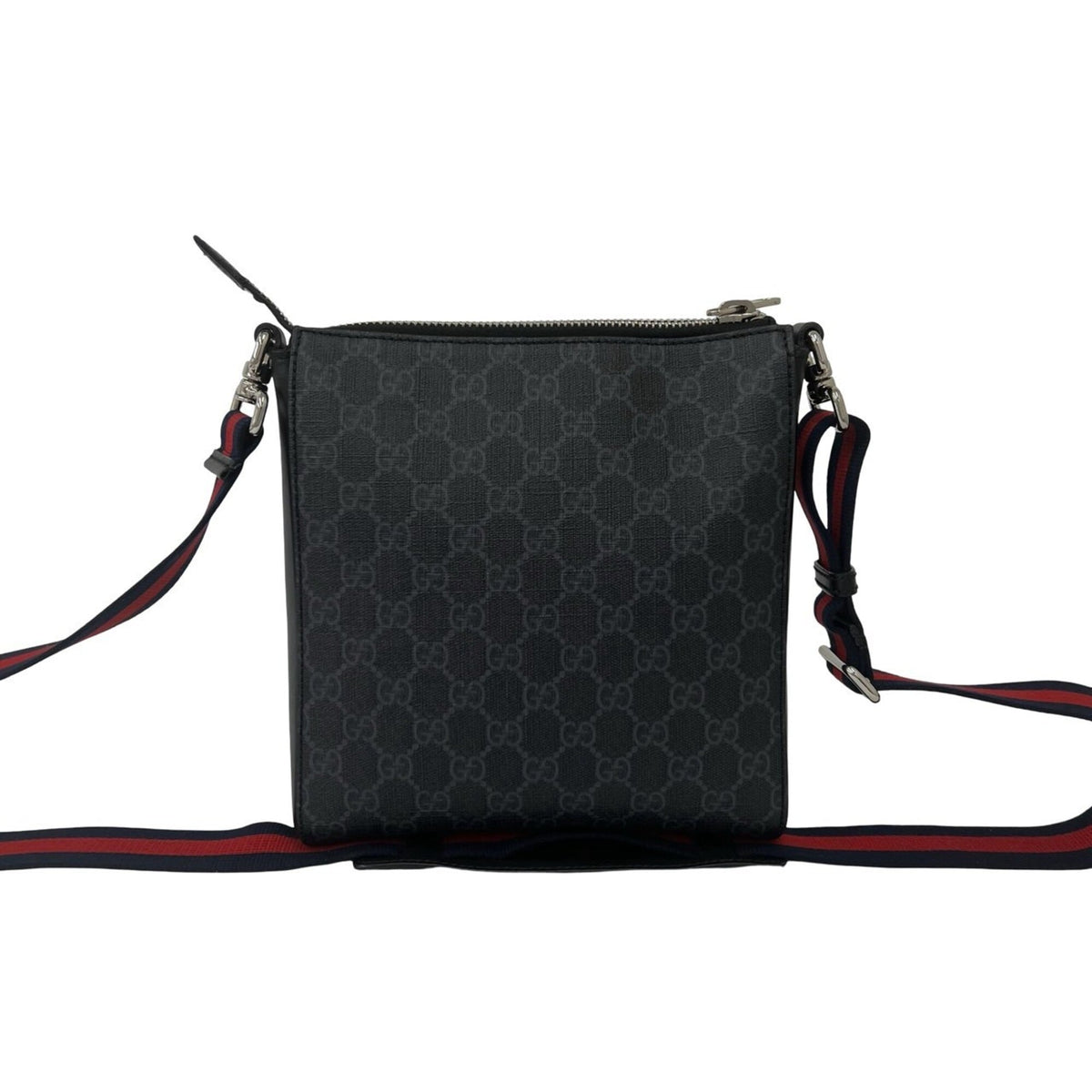 Gucci Black Navy Red Color Leather Elastane Messenger Bag Shoulder Bag (Pre-Owned)