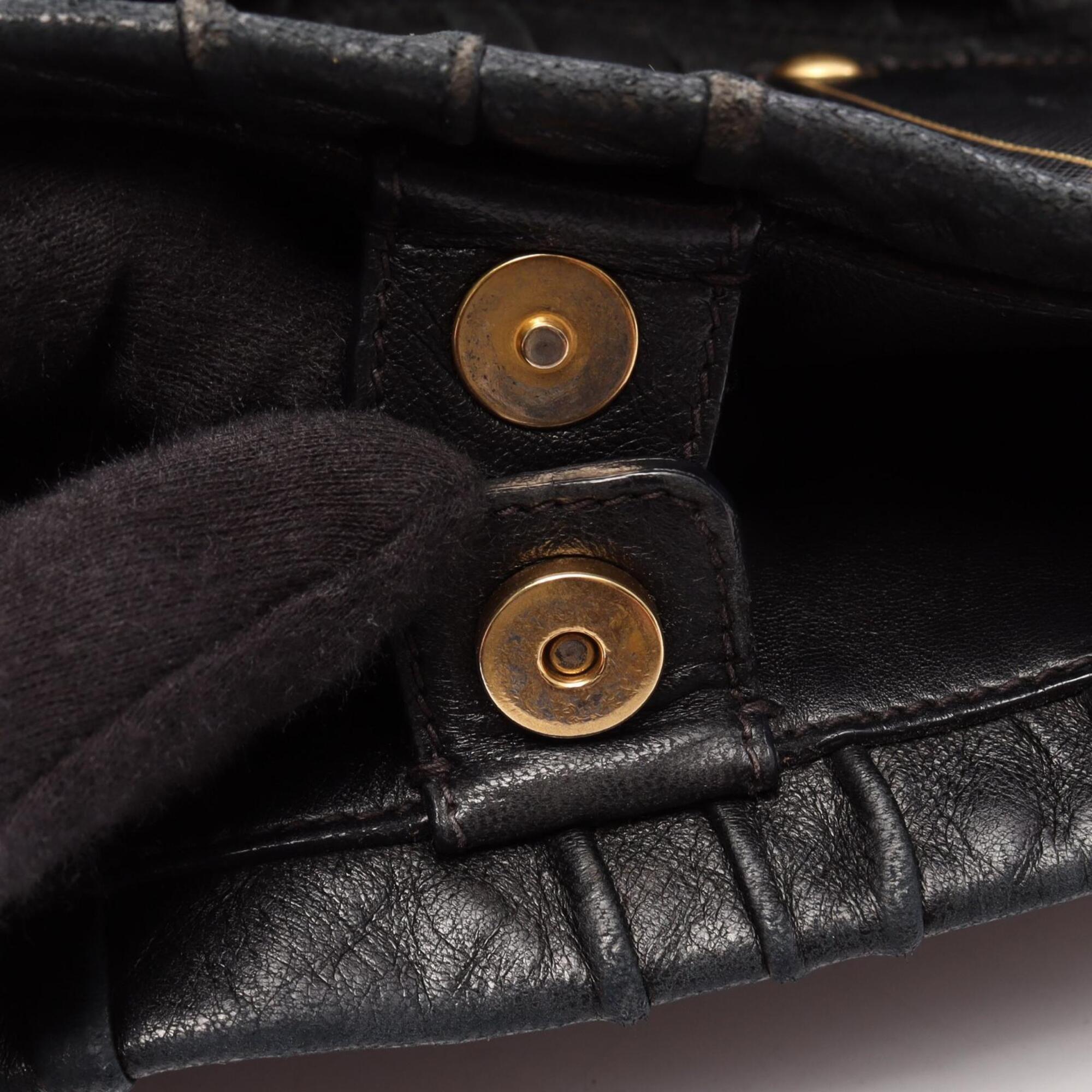 Prada Black Leather Handbag Tote Bag (Pre-Owned)