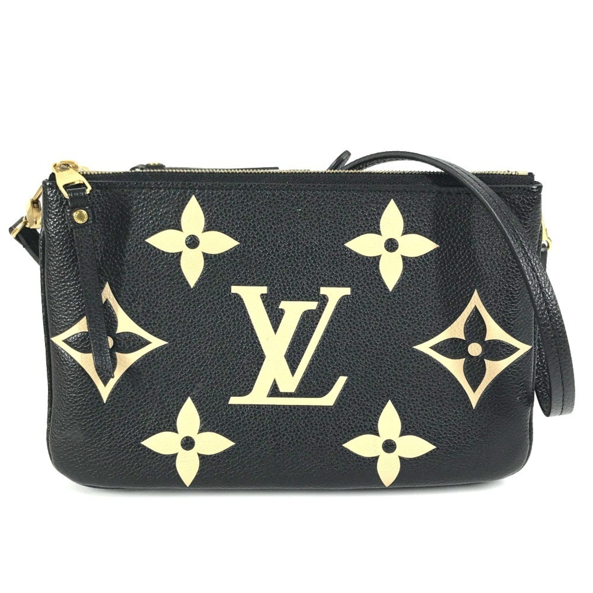Louis Vuitton Beige Bicolor Black Noir Monogram Empreinte Clutch Bag Pochette Pouch Shoulder Bag (Pre-Owned)
