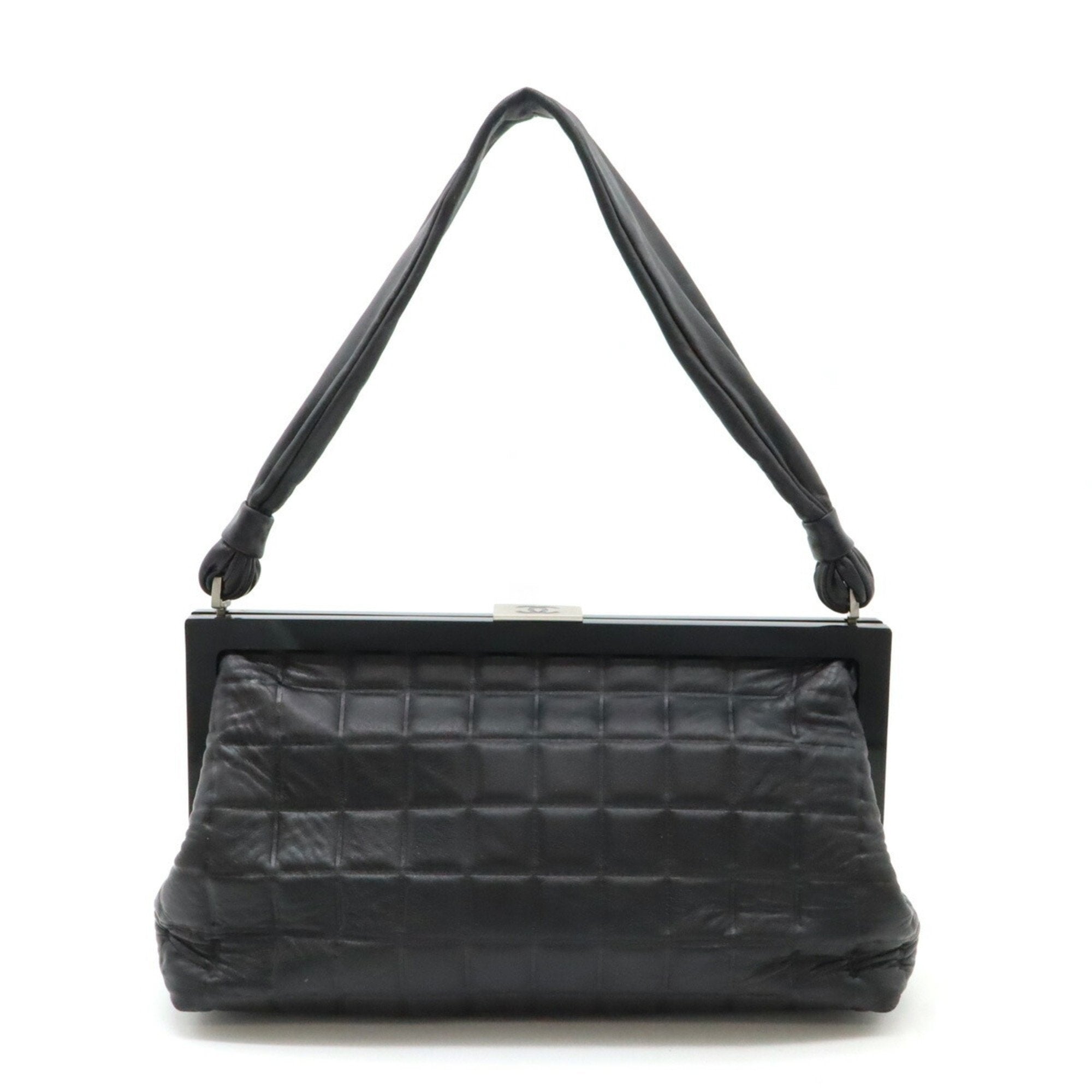 Chanel Black Leather Handbag Shoulder Bag (Pre-Owned)