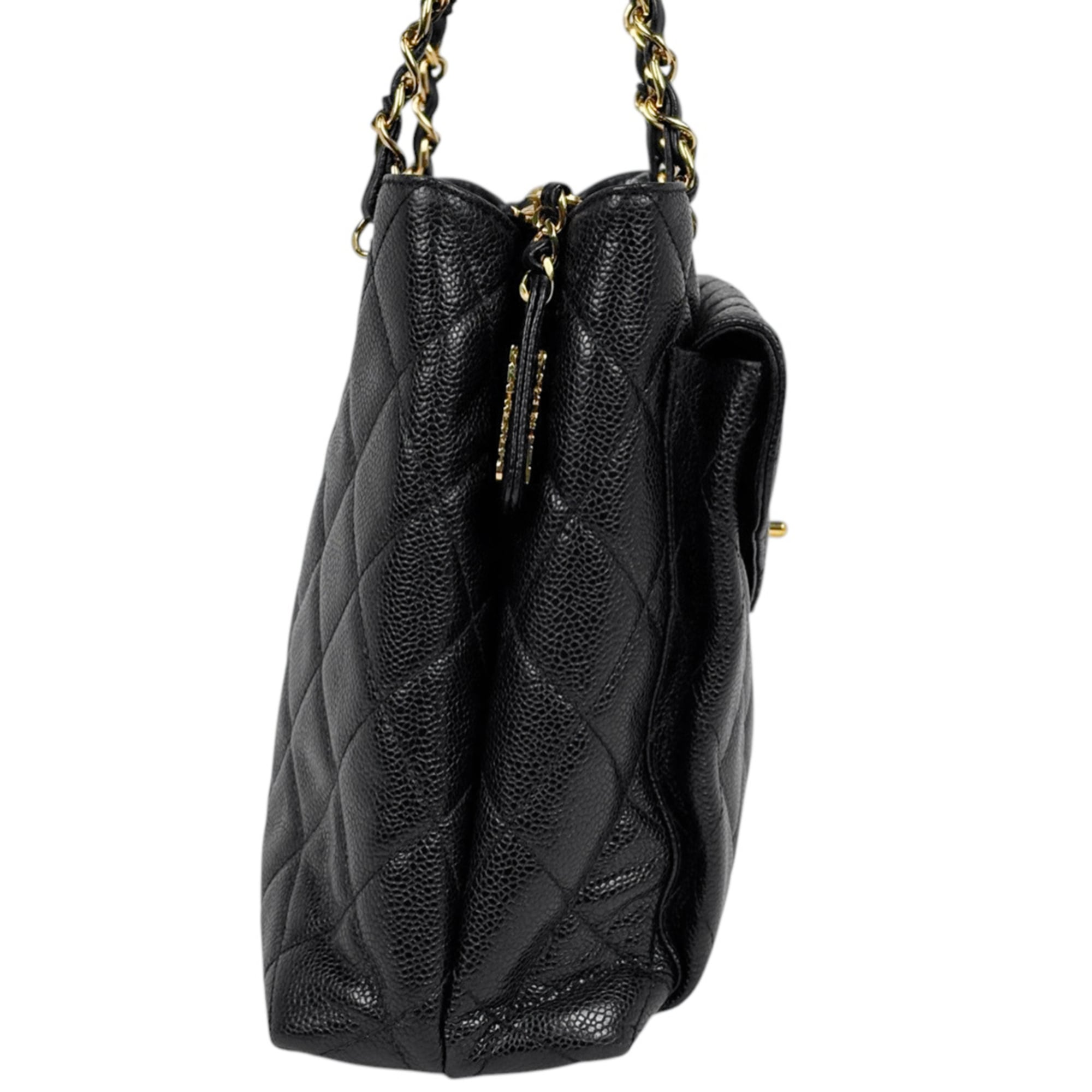 Chanel Black Grained Calfskin Shoulder Bag Tote Bag (Pre-Owned)