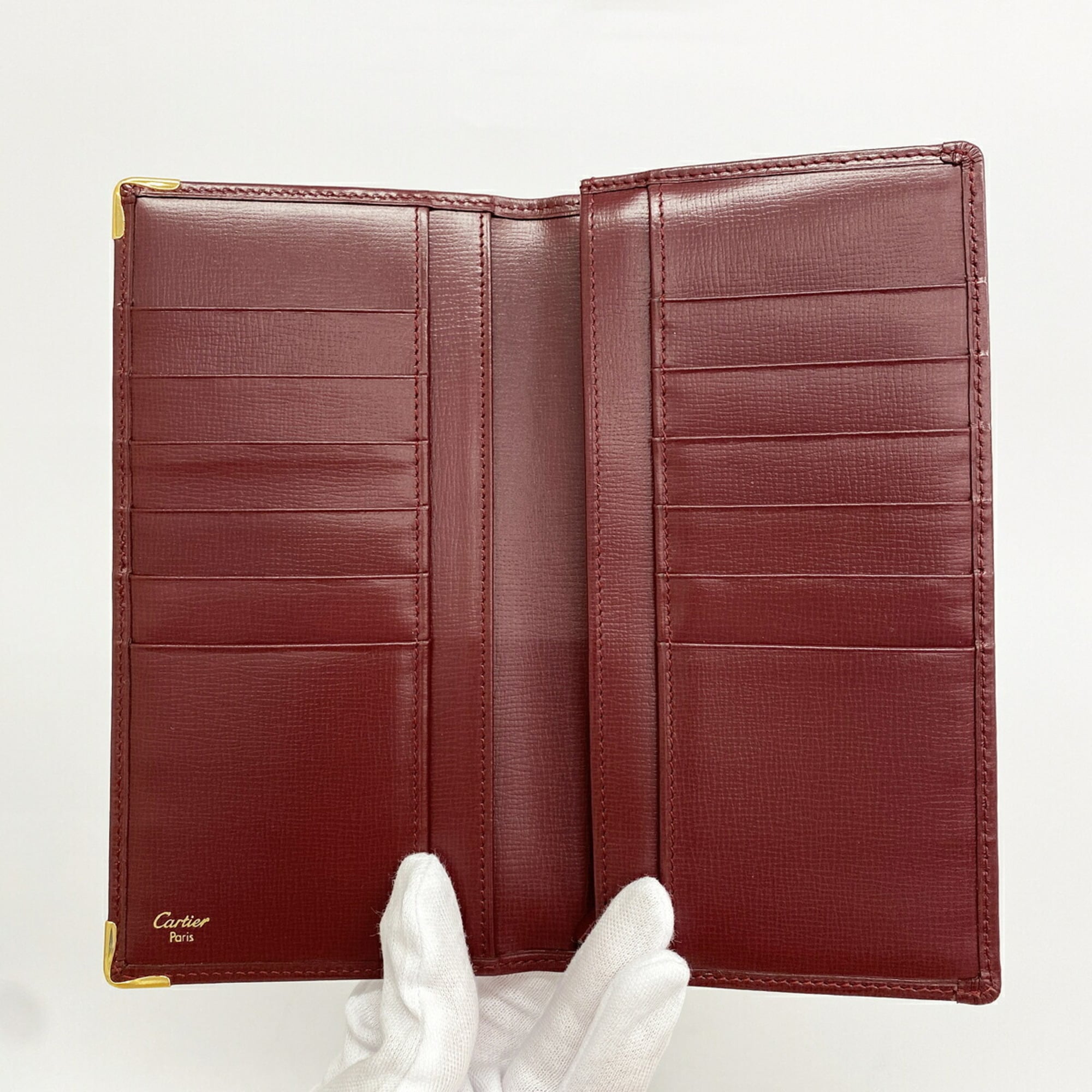 Cartier Bordeaux Leather Long Wallet (Bi-Fold) (Pre-Owned)