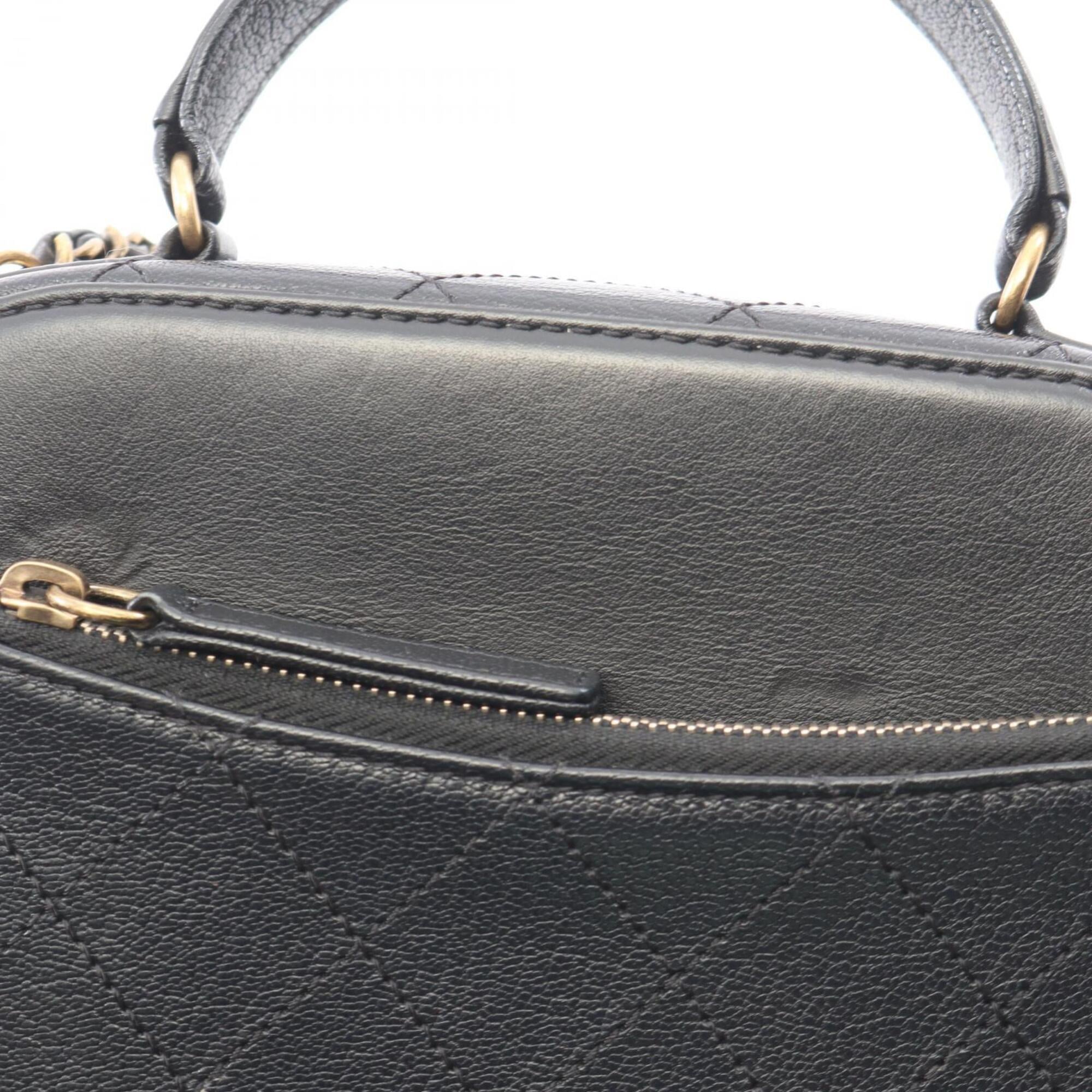 Chanel Black Leather Handbag Shoulder Bag Vanity Bag (Pre-Owned)