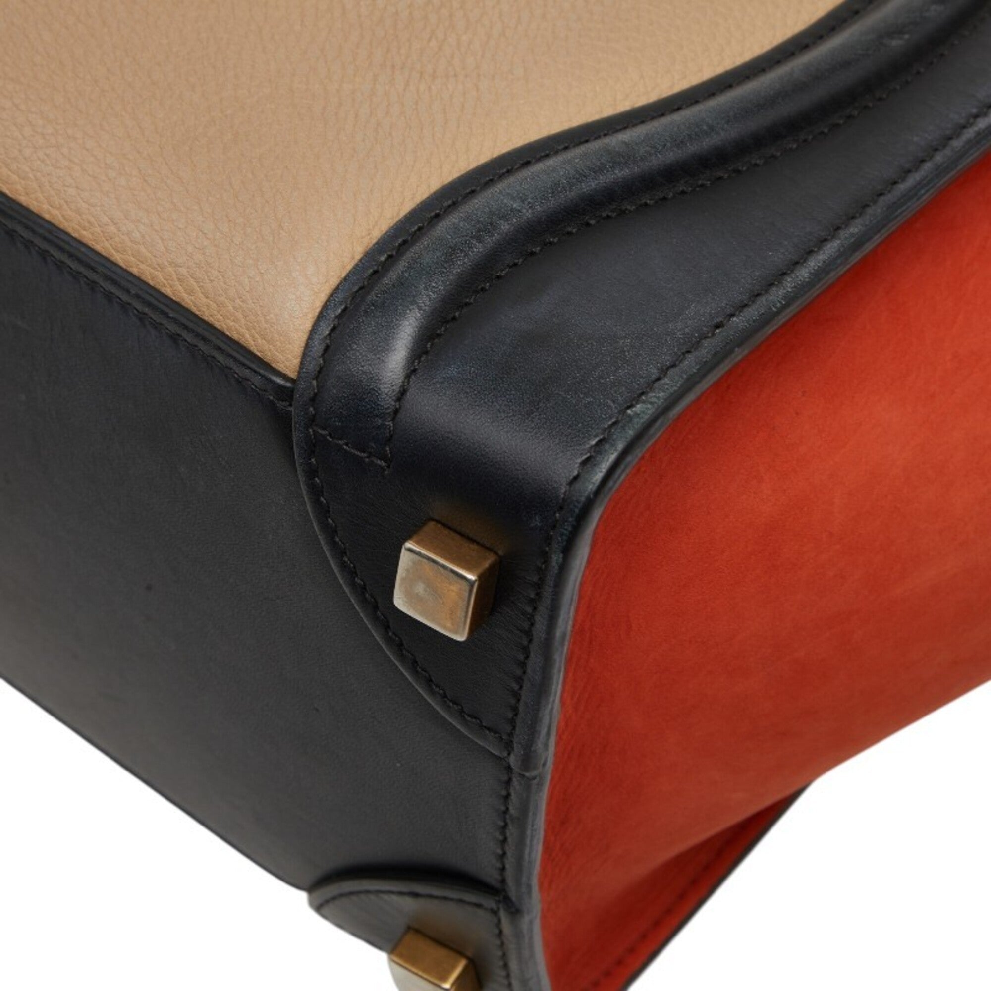 Celine Beige Black Orange Leather Handbag Tote Bag (Pre-Owned)