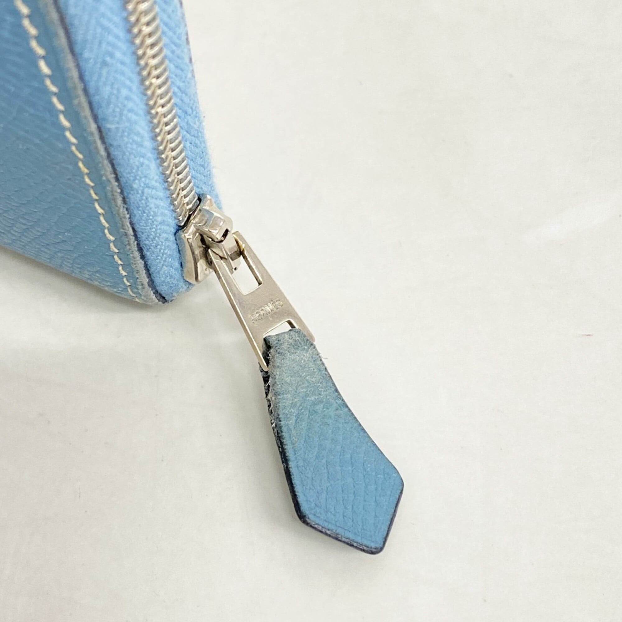 Hermes Blue Jean Epsom Leather Long Wallet (Bi-Fold) (Pre-Owned)