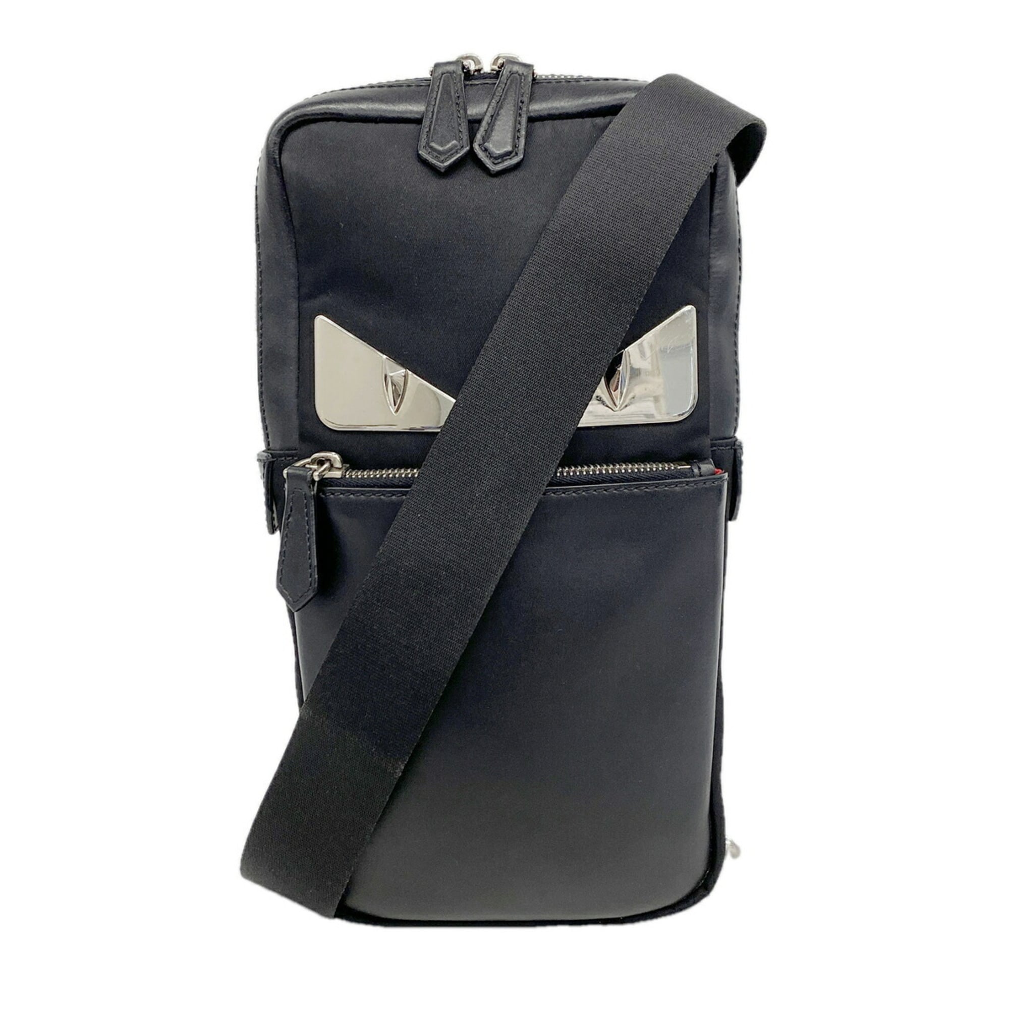 Fendi Black Nylon Leather Sling Bag (Pre-Owned)