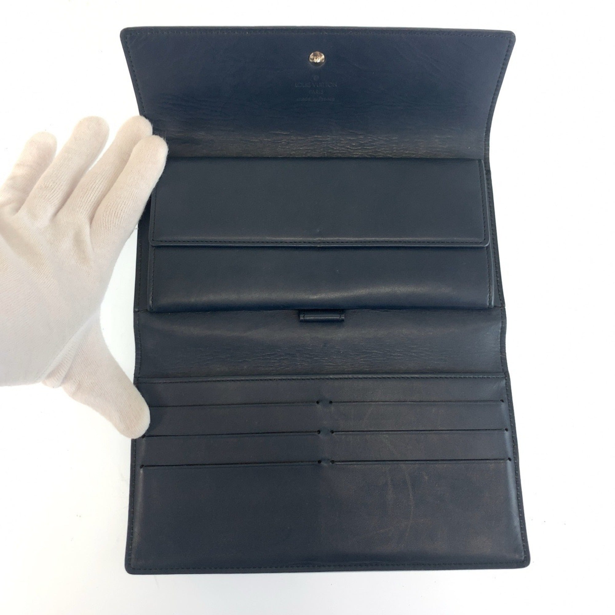 Louis Vuitton Navy Monogram Mat Long Wallet (Tri-Fold) (Pre-Owned)
