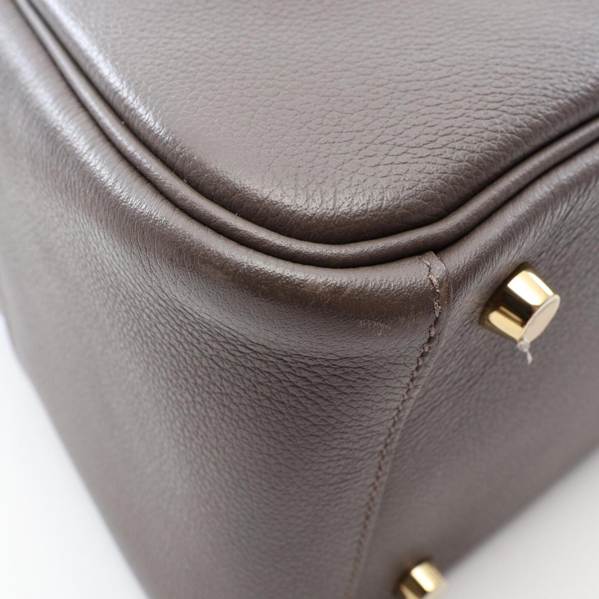 Hermes Etain Gray Evercalf Leather Handbag Shoulder Bag (Pre-Owned)