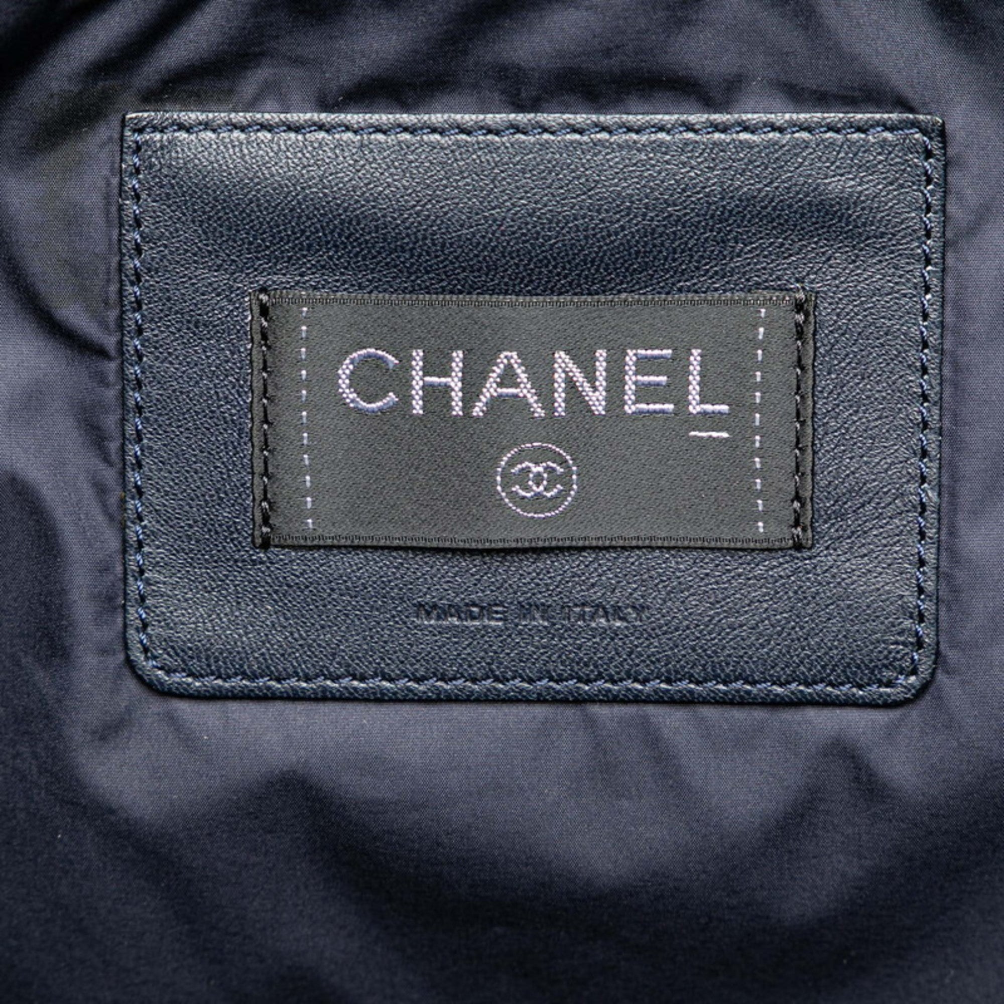 Chanel Navy Pink Nylon Wool Handbag Shoulder Bag (Pre-Owned)