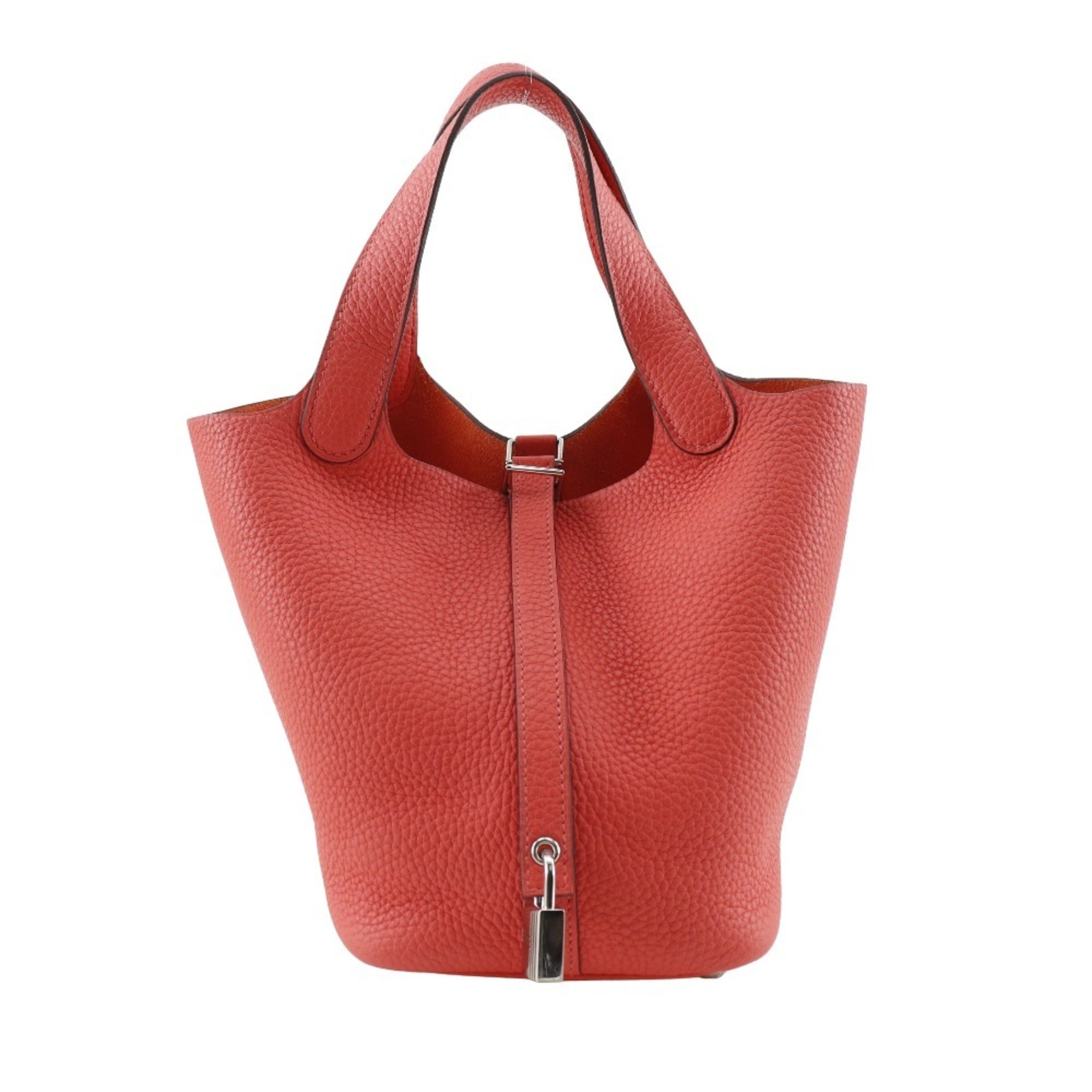 Hermes Pink Red Color Taurillon Clemence Leather Handbag (Pre-Owned)