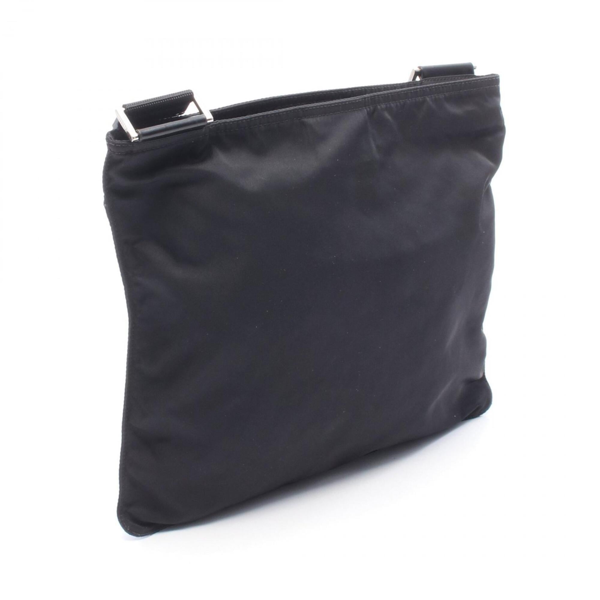 Prada Black Nylon Leather Handbag Shoulder Bag (Pre-Owned)