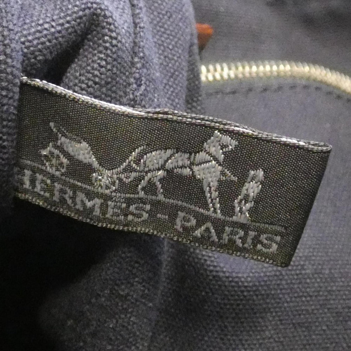 Hermes Brown Navy Canvas Handbag (Pre-Owned)