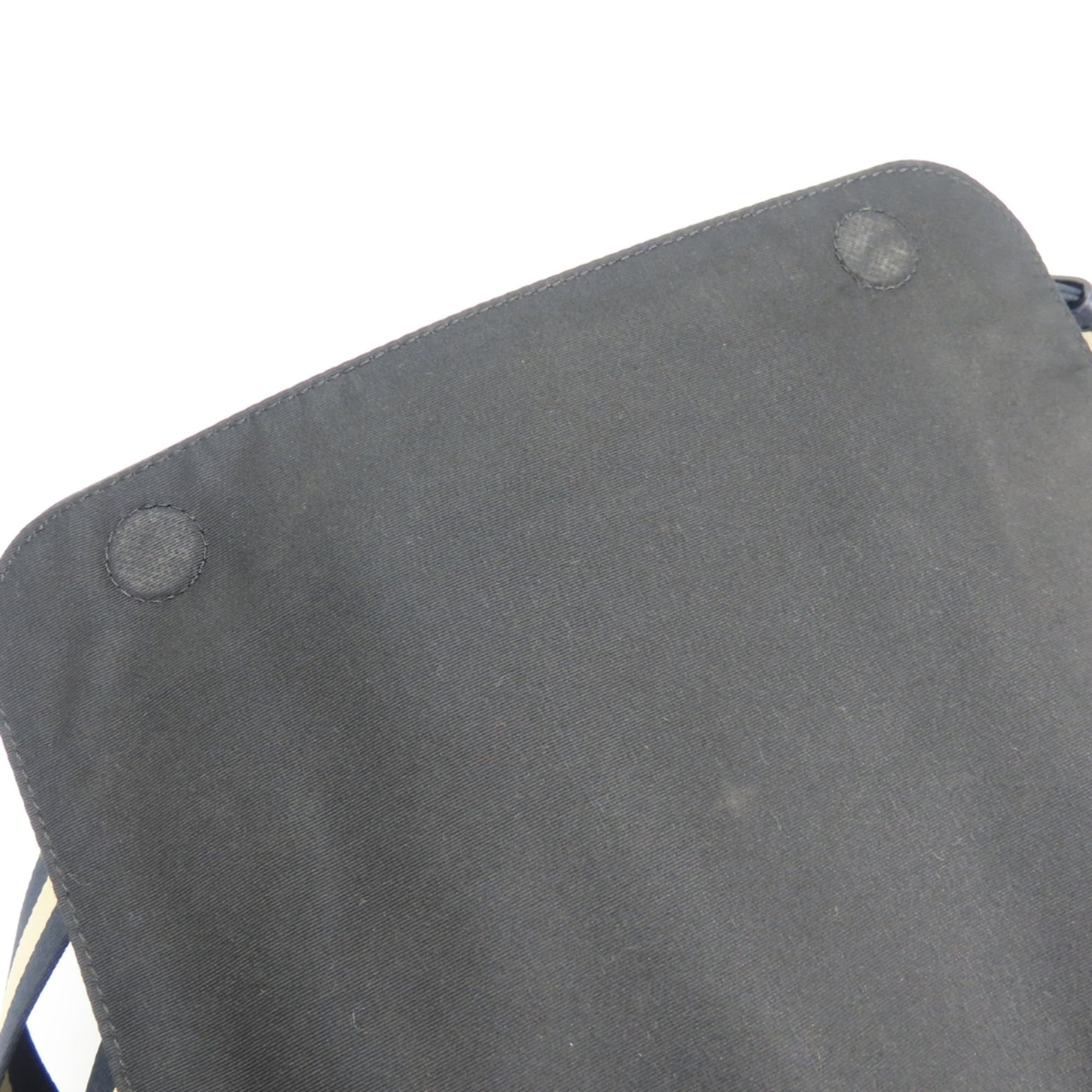 Coach Navy Canvas Leather Shoulder Bag (Pre-Owned)