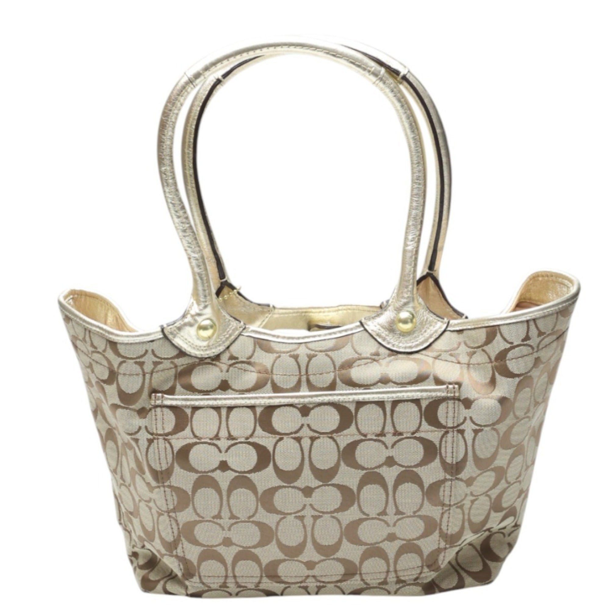 Coach Signature Khaki Signature Line Tote Bag (Pre-Owned)